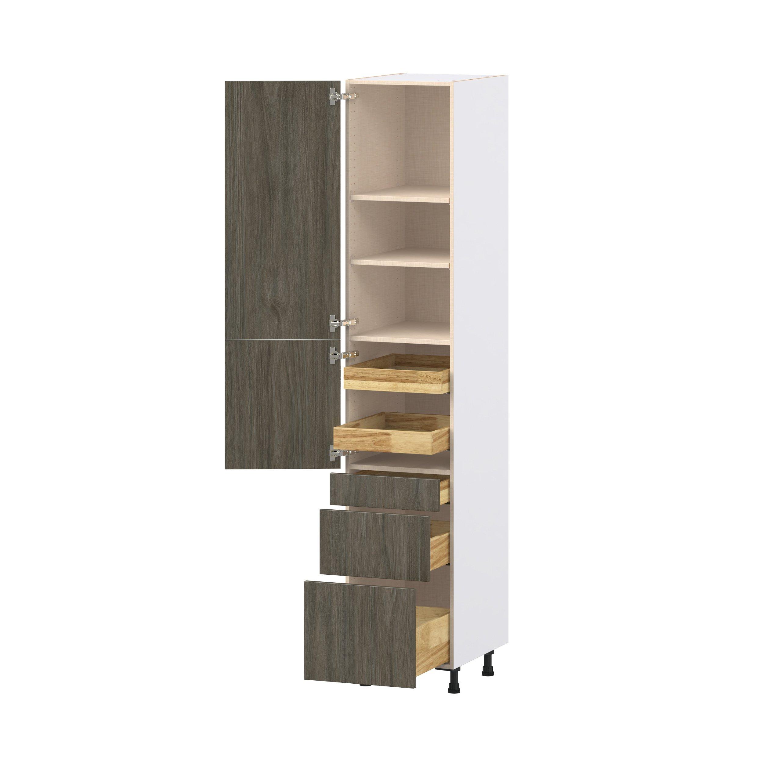 Glenwood 18 in. Burnt Walnut Door and Drawer Pantry Cabinet with Inner Pull-Out