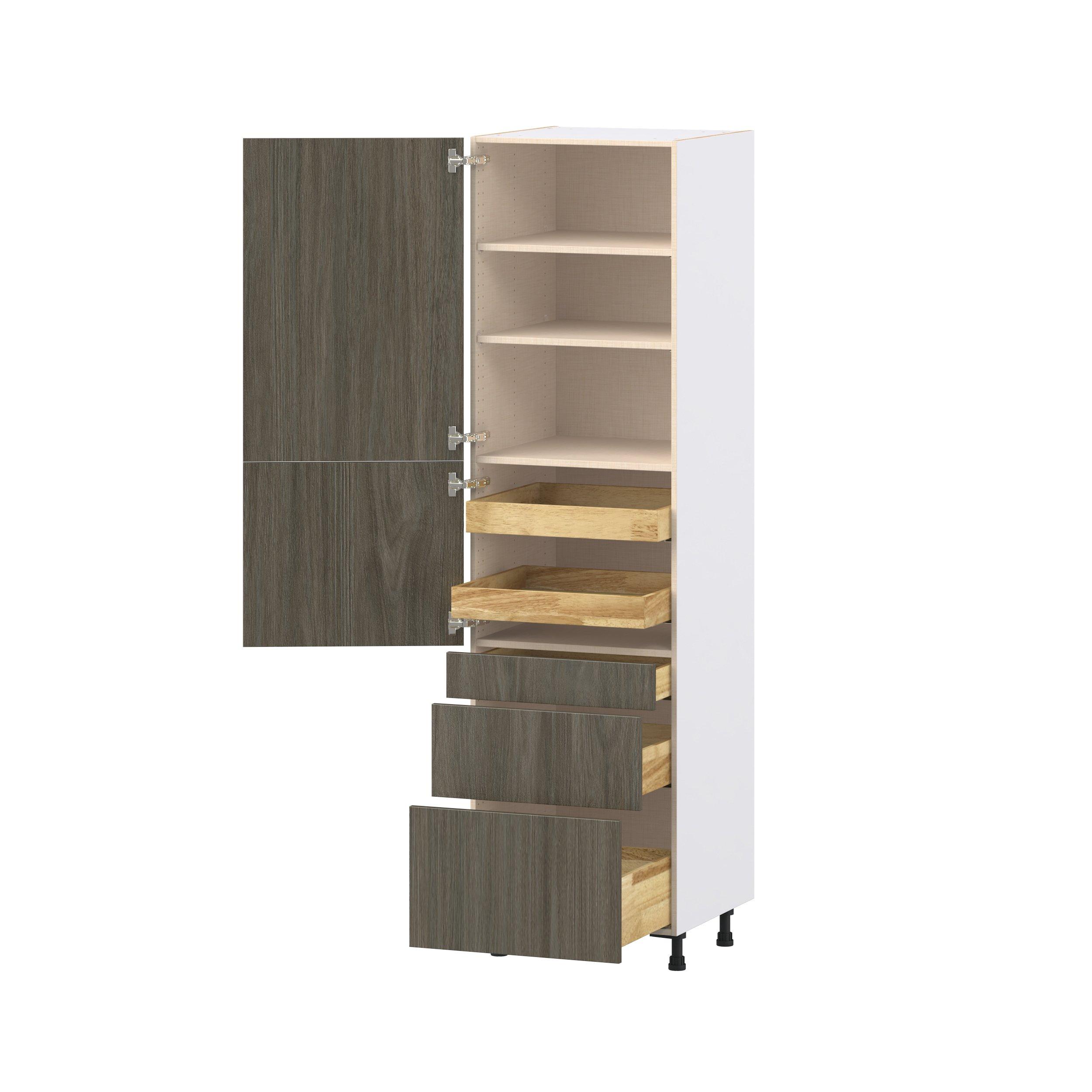 Glenwood 24 in. Burnt Walnut Door and Drawer Pantry Cabinet with Inner Pull-Out