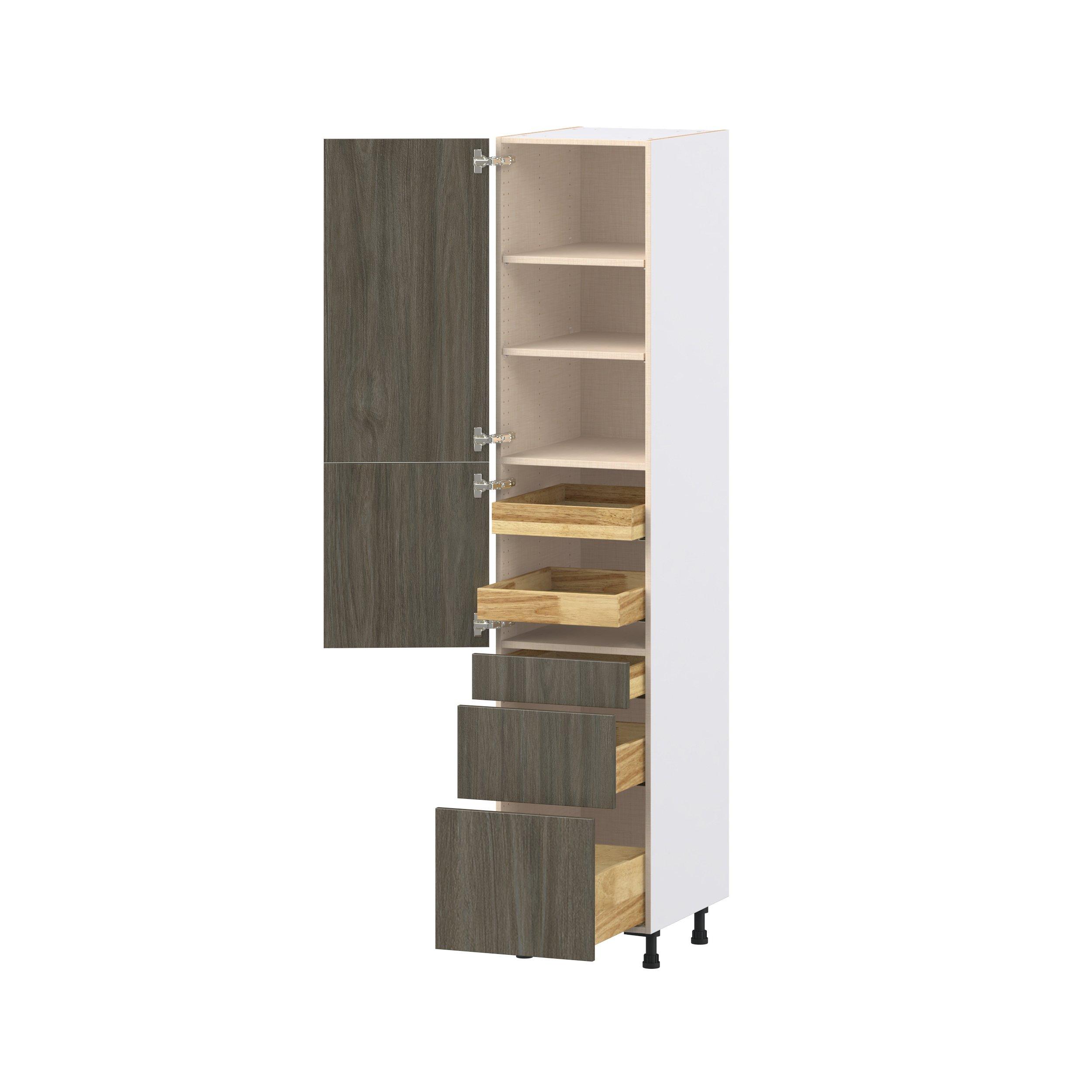 Glenwood 18 in. Burnt Walnut Door and Drawer Pantry Cabinet with Inner Pull-Out