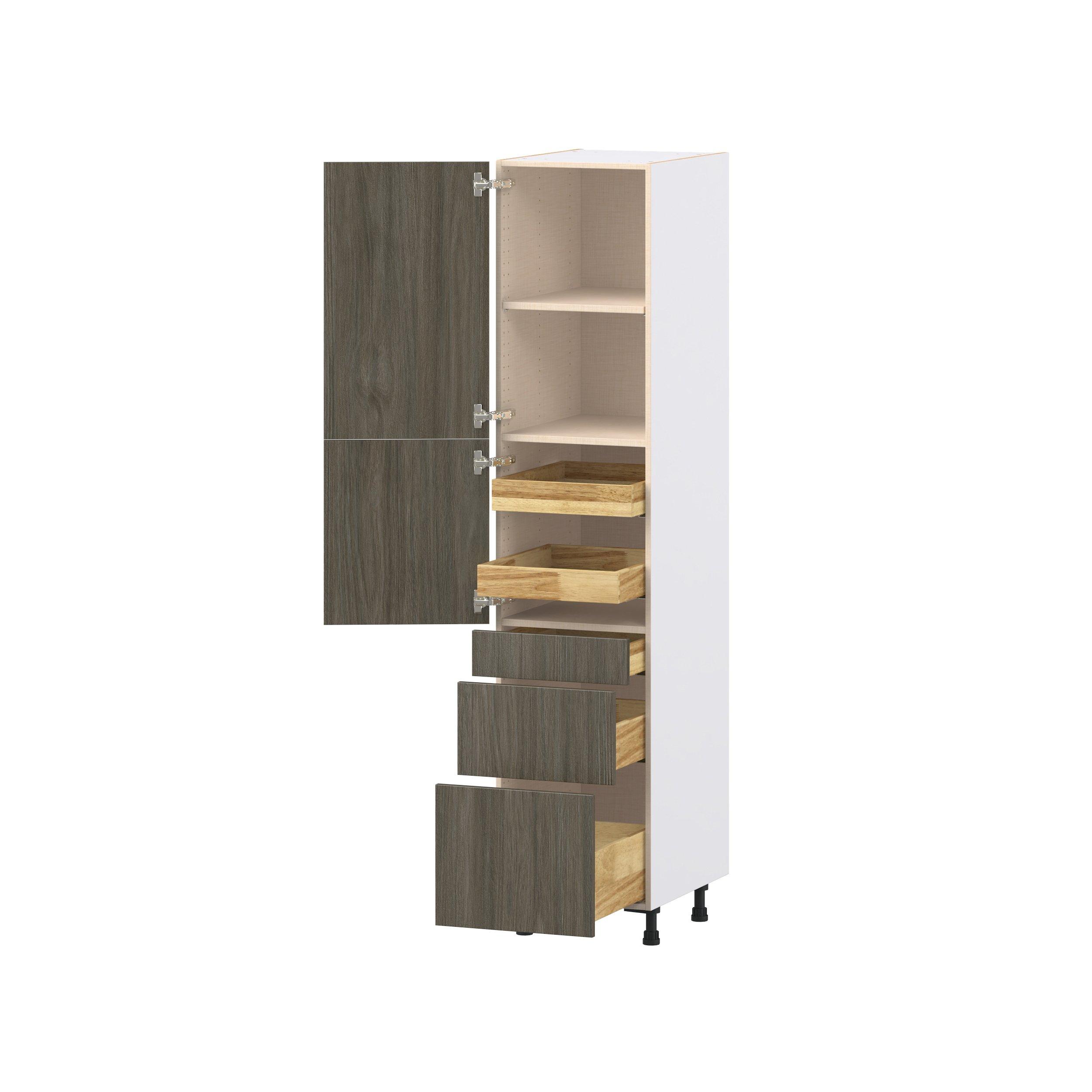 Glenwood 18 in. Burnt Walnut Door and Drawer Pantry Cabinet with Inner Pull-Out