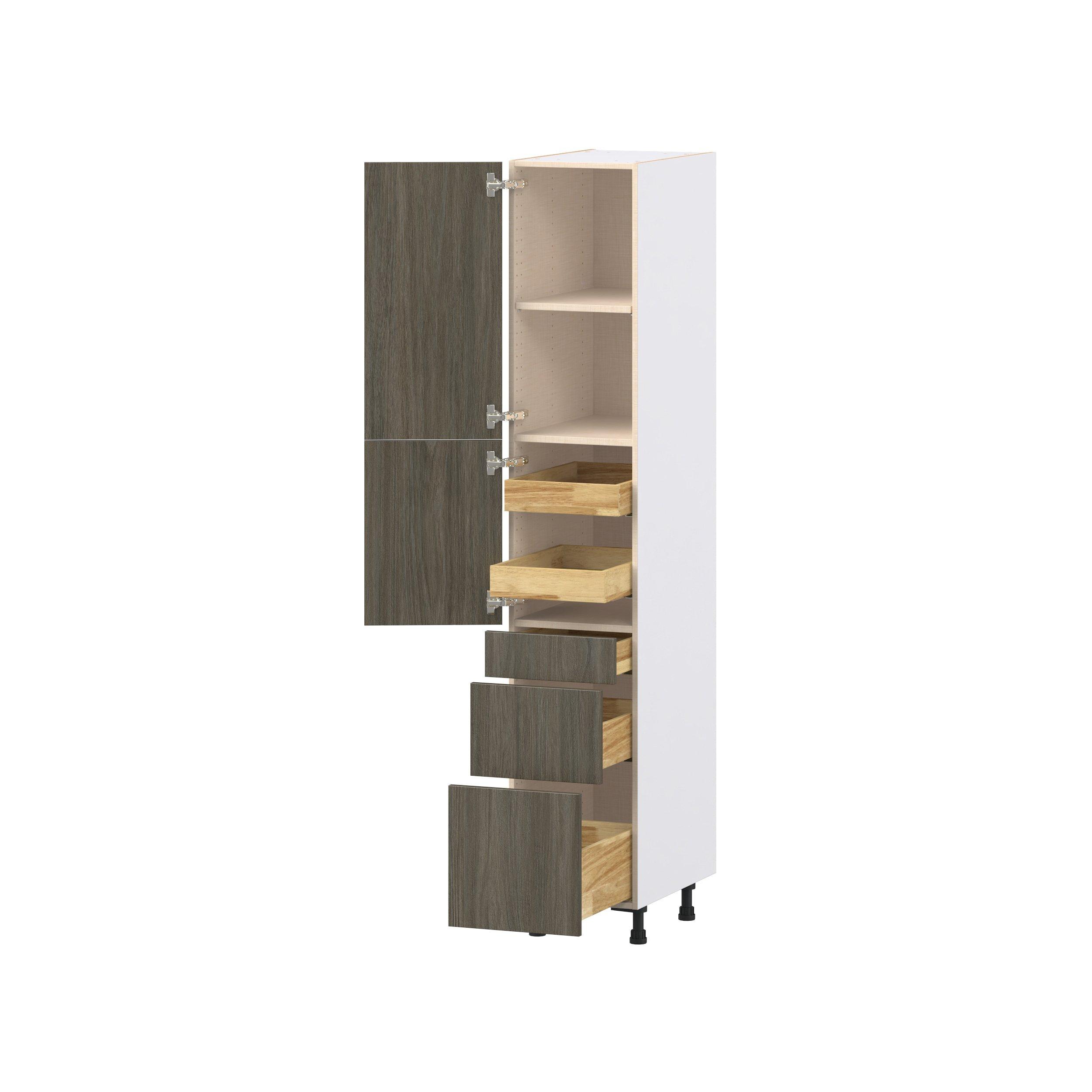 Glenwood 15 in. Burnt Walnut Door and Drawer Pantry Cabinet with Inner Pull-Out
