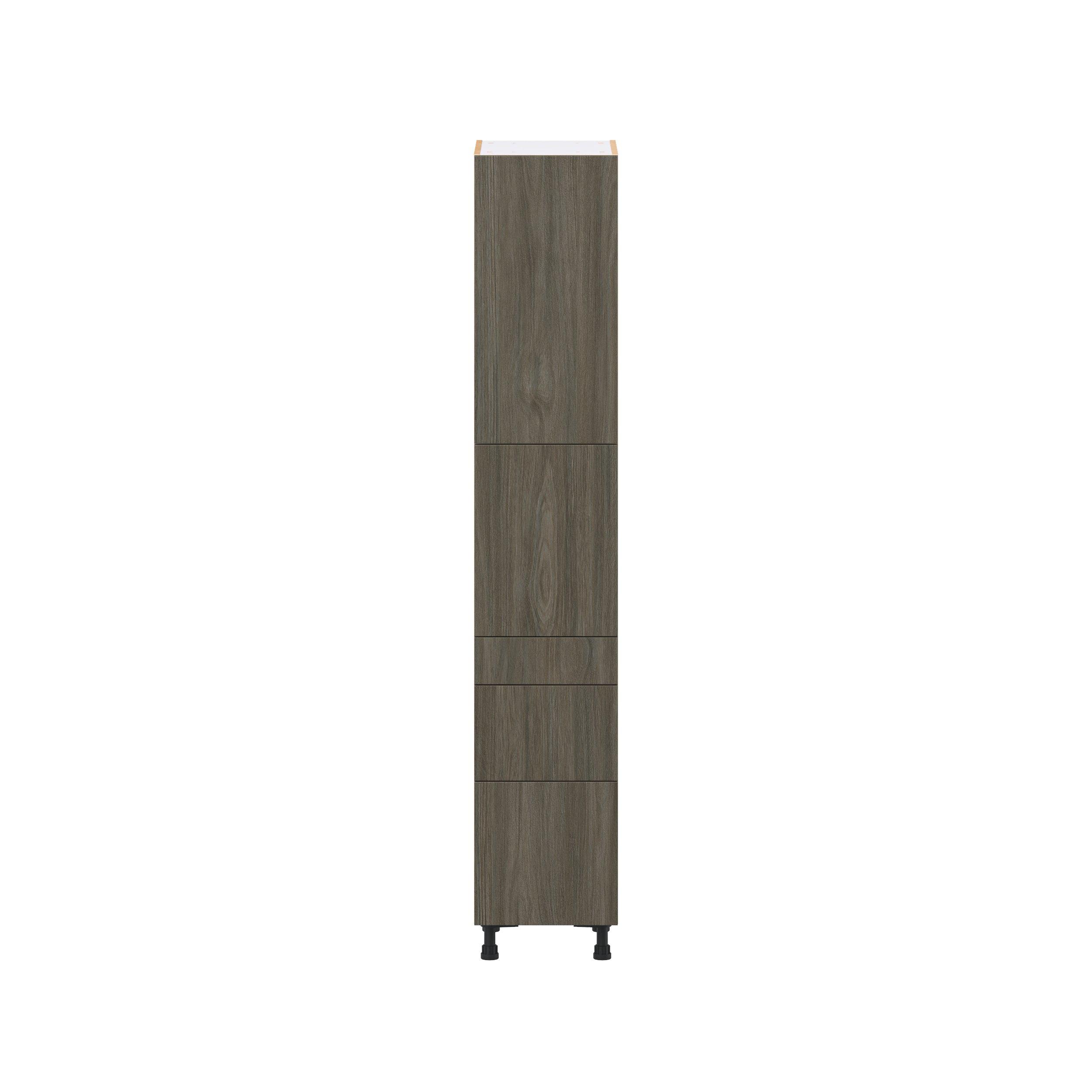 Glenwood 15 in. Burnt Walnut Door and Drawer Pantry Cabinet with Inner Pull-Out
