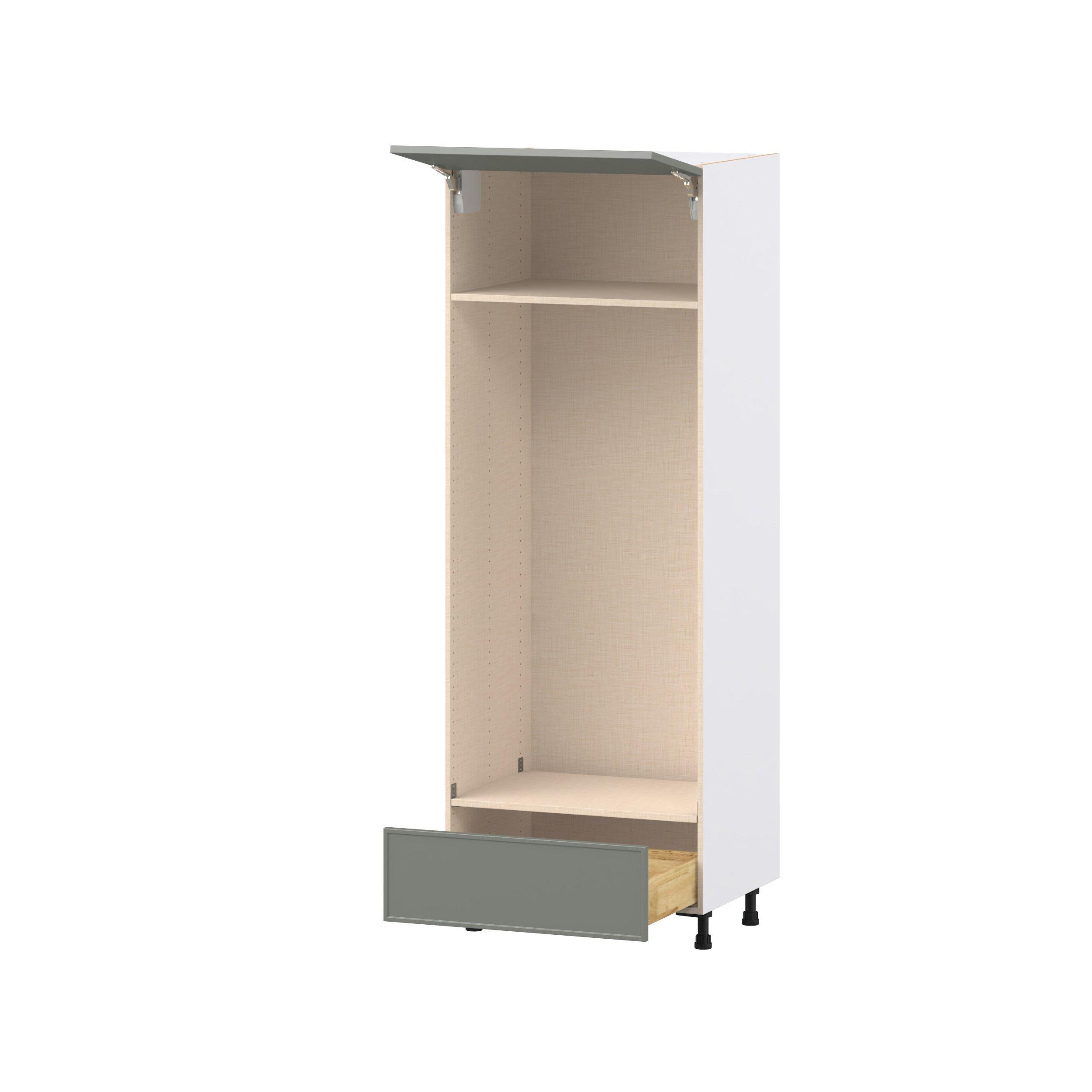 Linden 30 in. Painted Moss Green Lift Up Door and Drawer Double Oven Pantry Cabinet