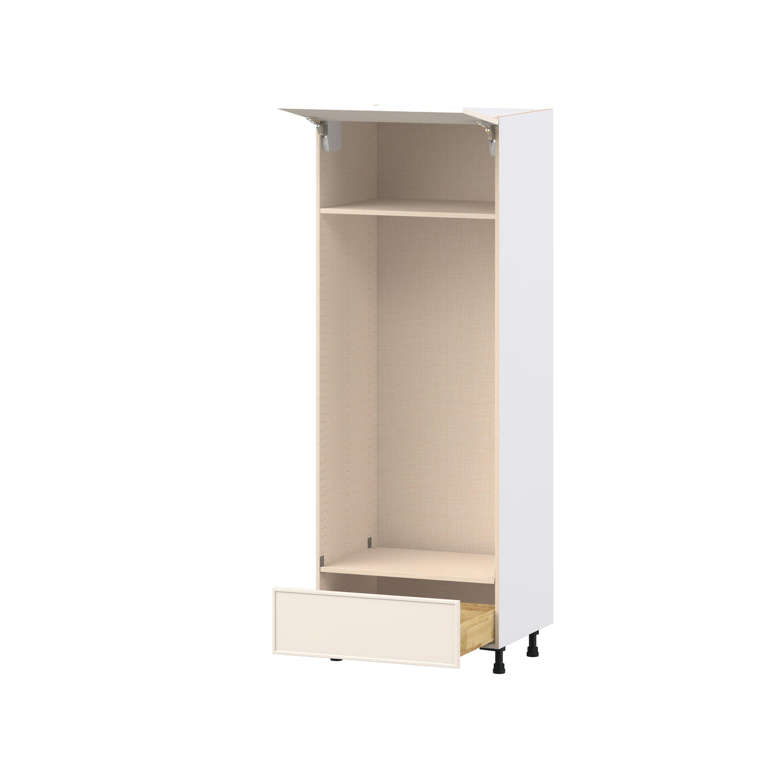 Linden 30 in. Painted Washed Linen Lift Up Door and Drawer Double Oven Pantry Cabinet