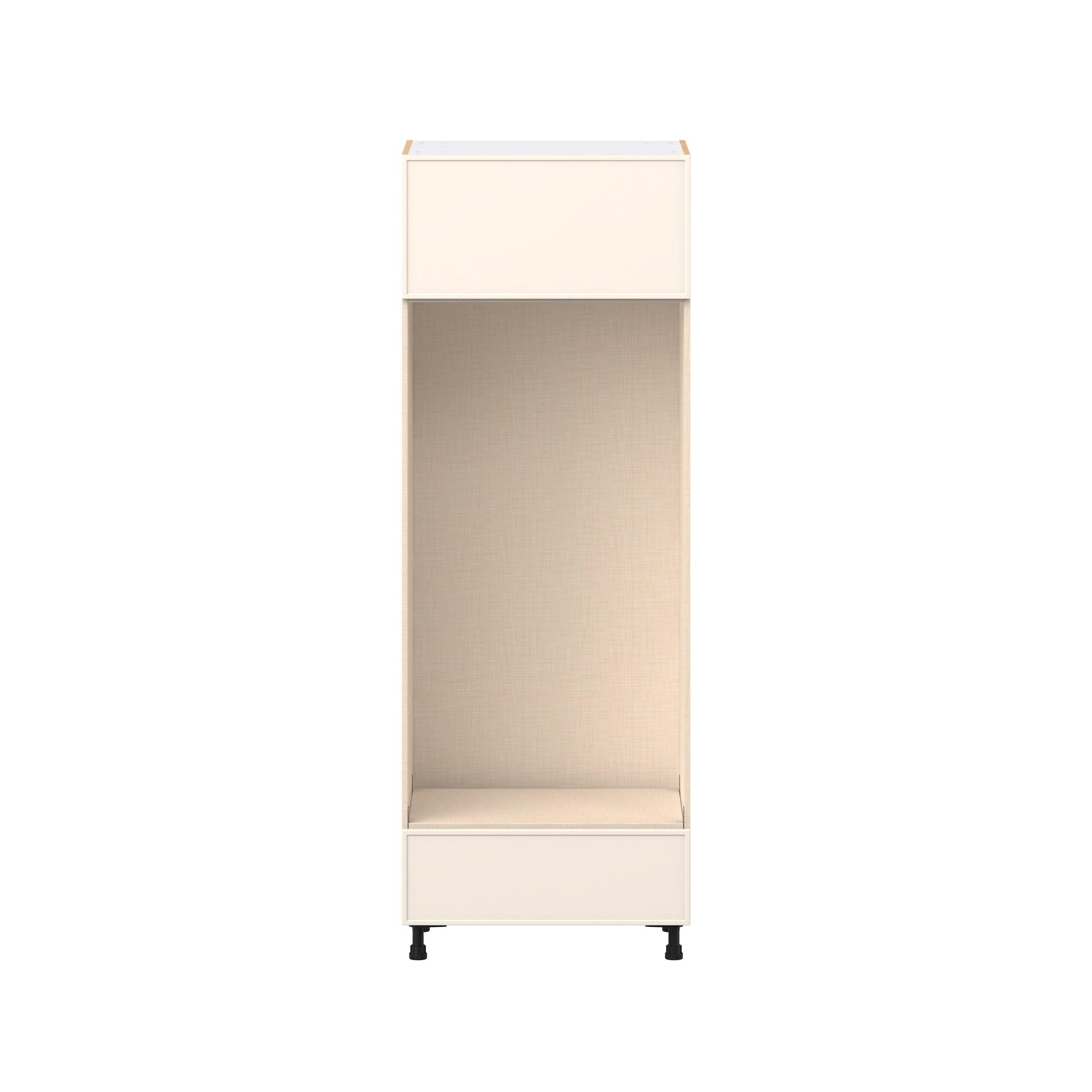 Linden 30 in. Painted Washed Linen Lift Up Door and Drawer Double Oven Pantry Cabinet
