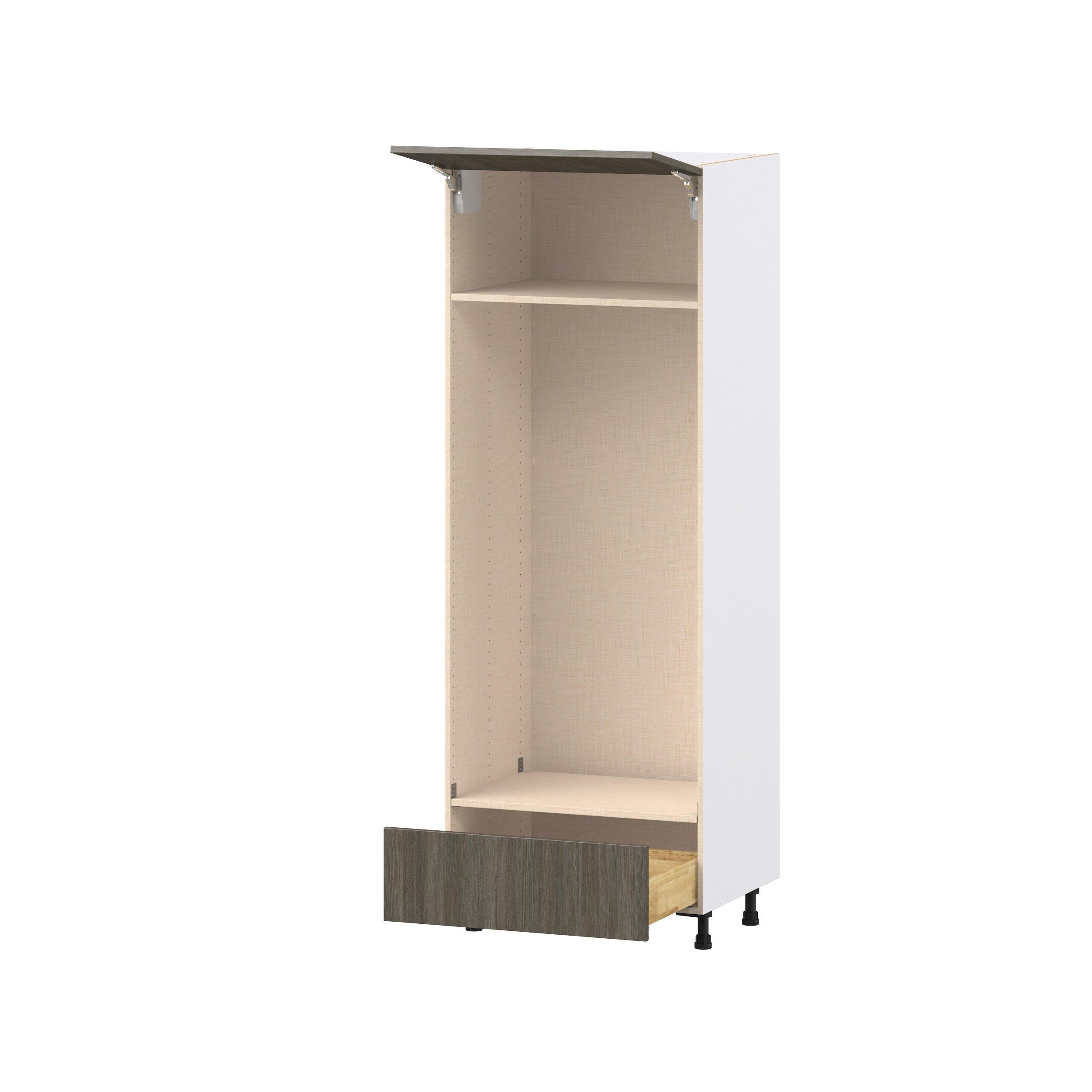 Glenwood 30 in. Burnt Walnut Lift Up Door and Drawer Double Oven Pantry Cabinet