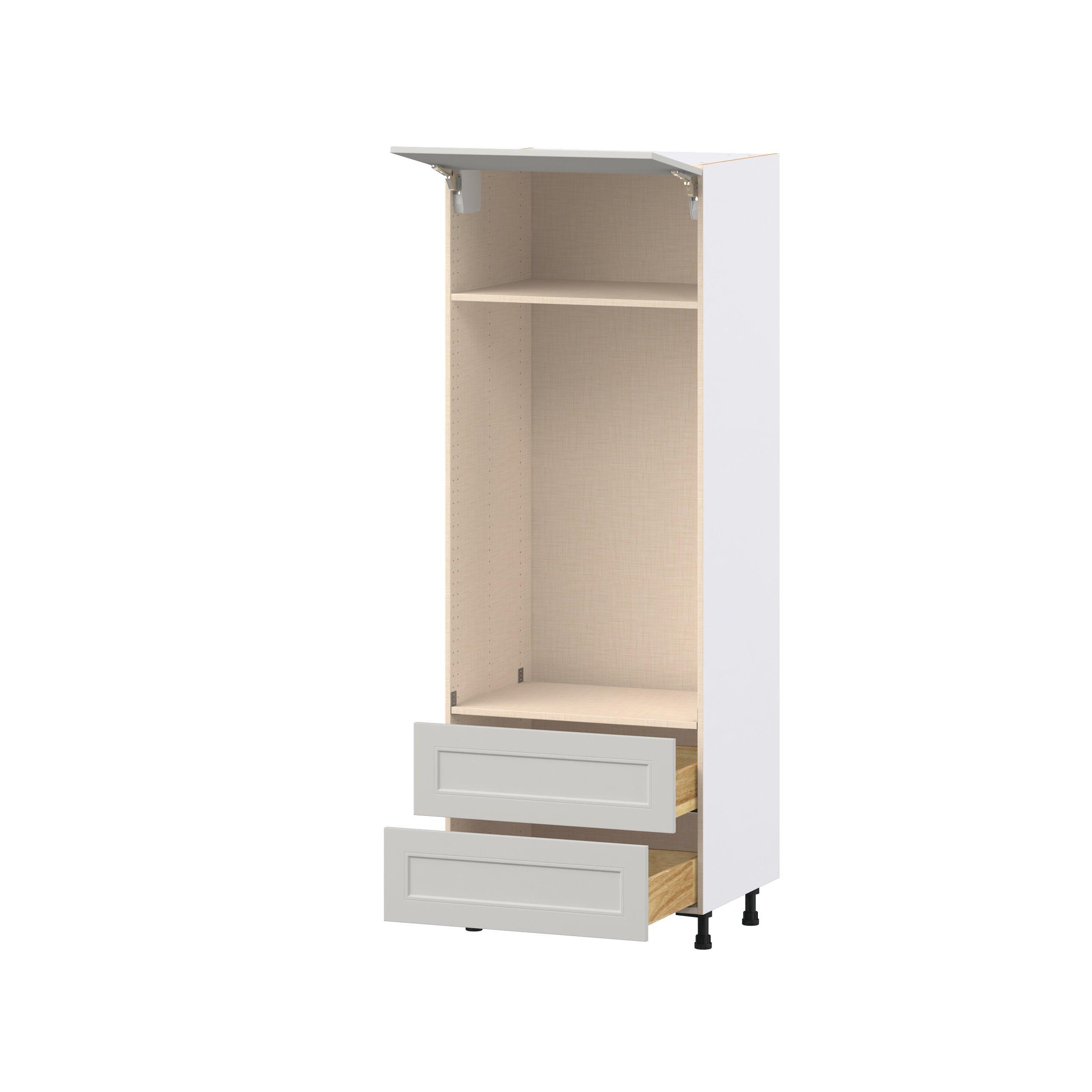 Lenox 30 in. Painted Light Gray Lift Up Door and Drawer Microwave/Oven Pantry Cabinet