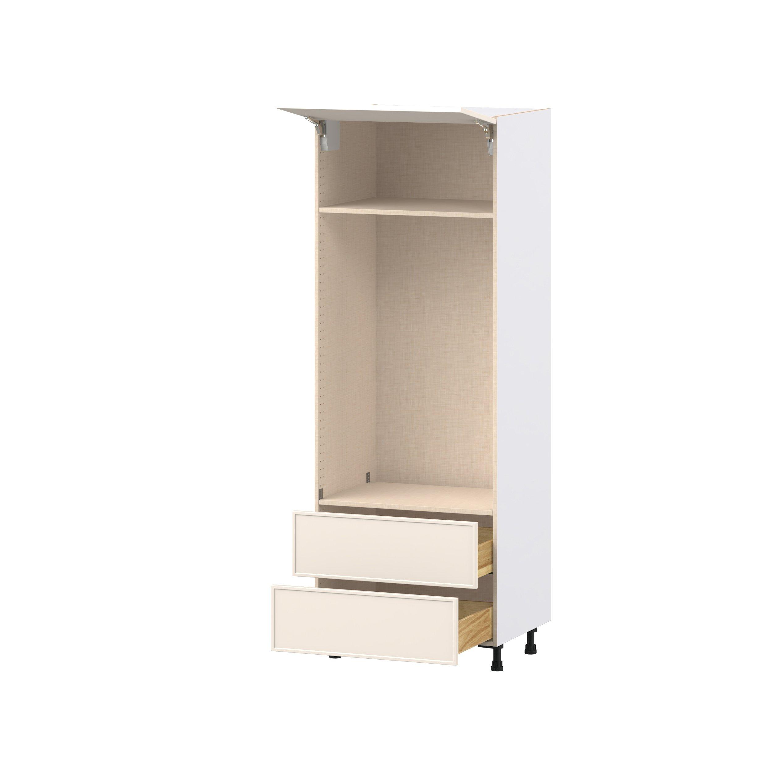 Linden 30 in. Painted Washed Linen Lift Up Door and Drawer Microwave/Oven Pantry Cabinet