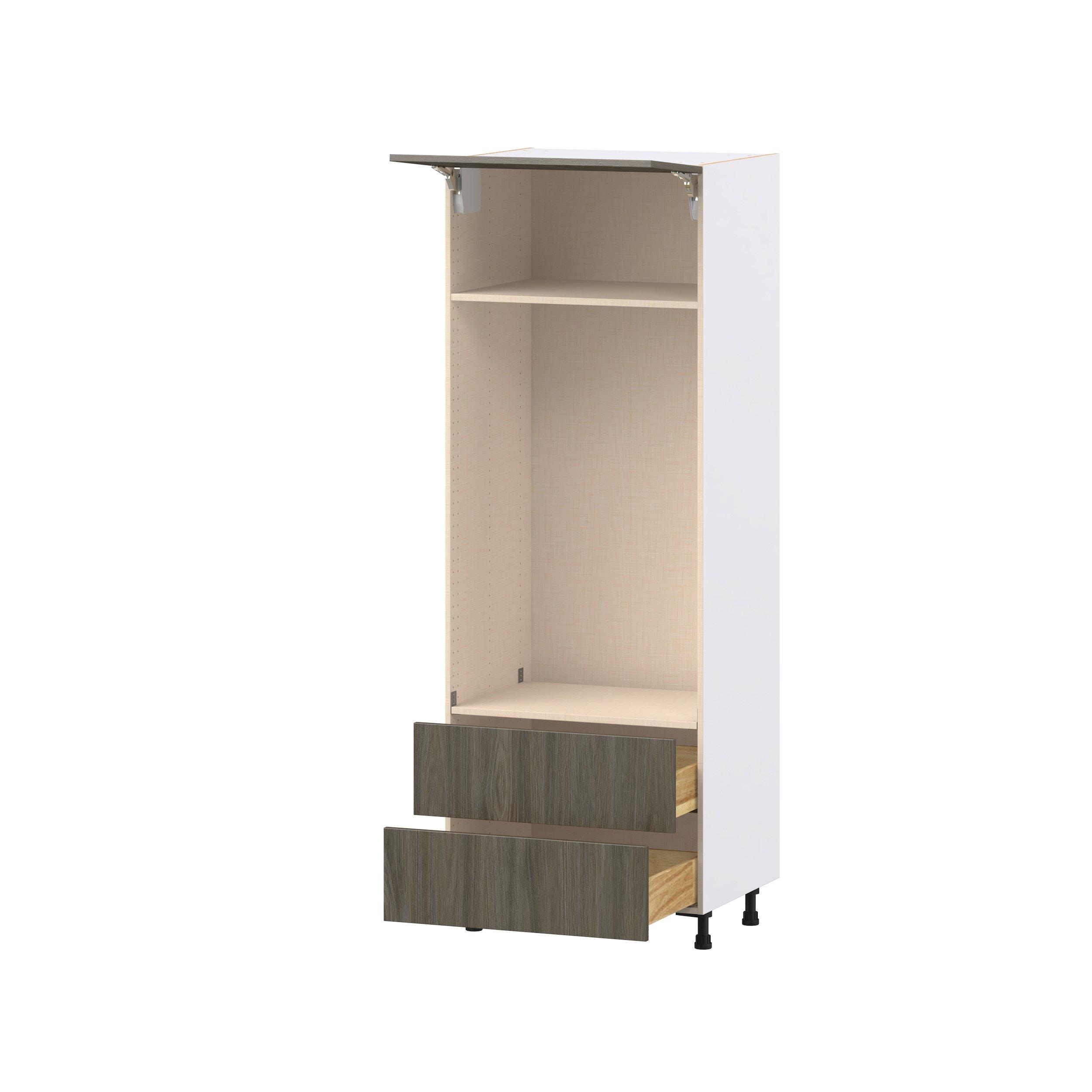 Glenwood 30 in. Burnt Walnut Lift Up Door and Drawer Microwave/Oven Pantry Cabinet