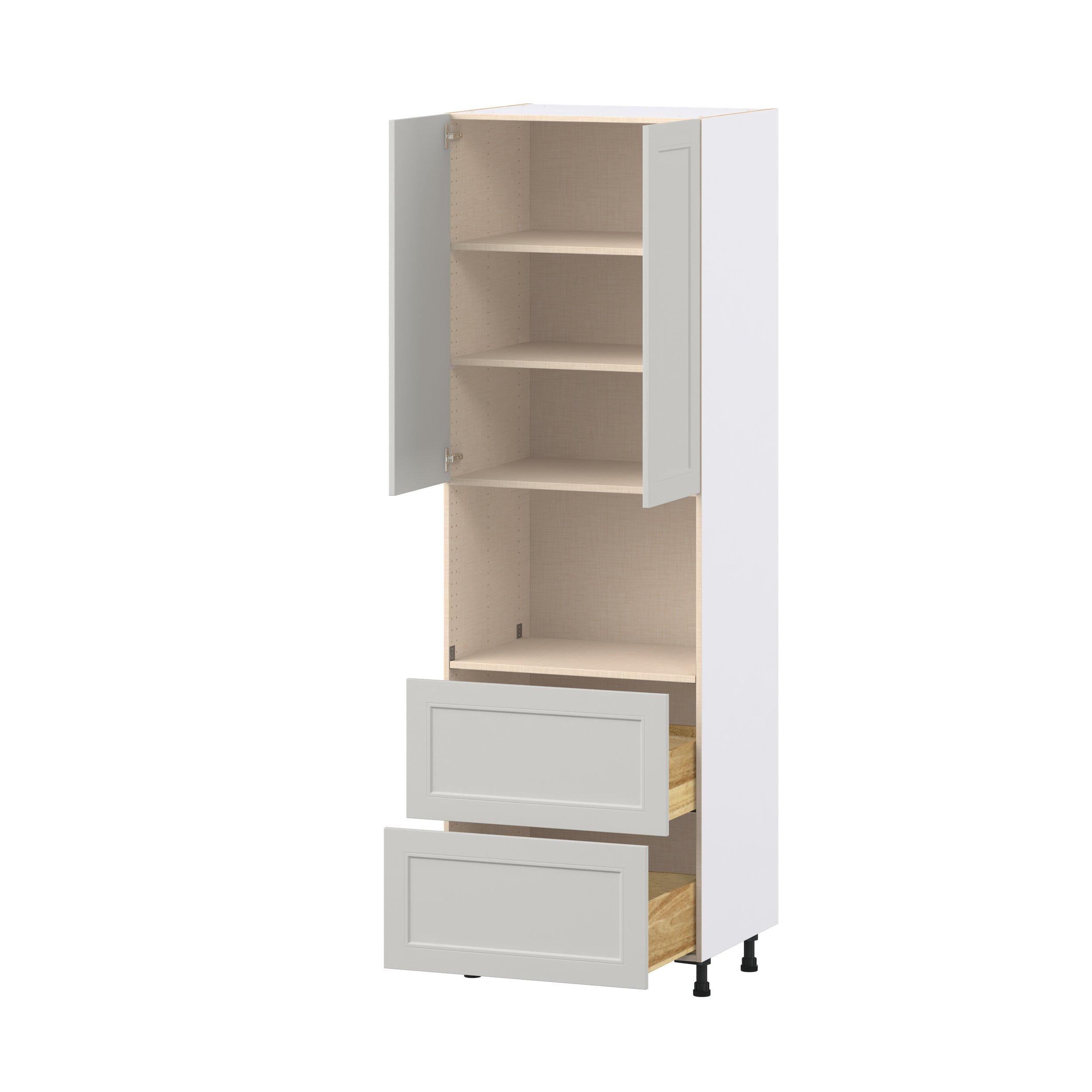 Lenox 30 in. Painted Light Gray Door and Drawer Microwave Pantry Cabinet