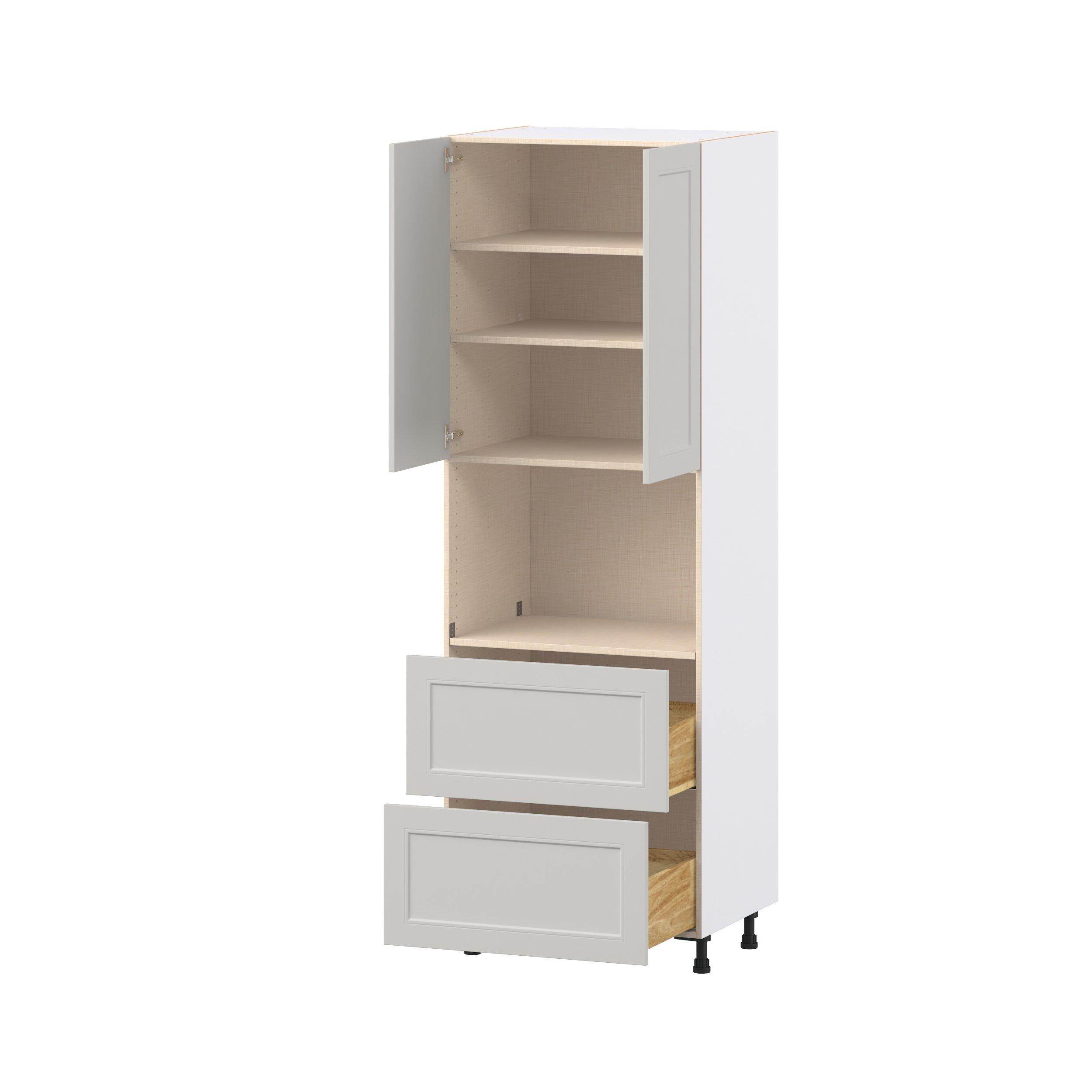 Lenox 30 in. Painted Light Gray Door and Drawer Microwave Pantry Cabinet
