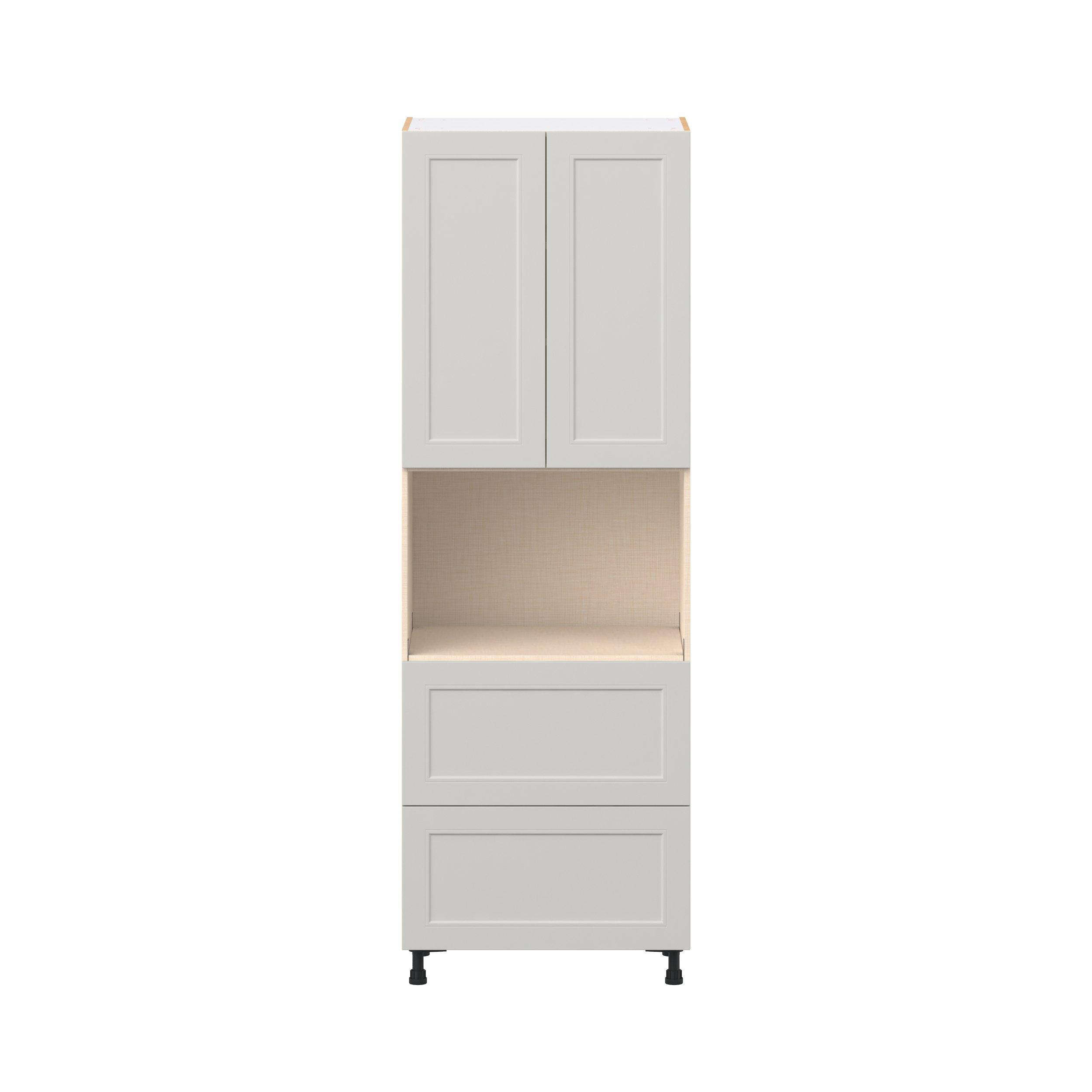 Lenox 30 in. Painted Light Gray Door and Drawer Microwave Pantry Cabinet