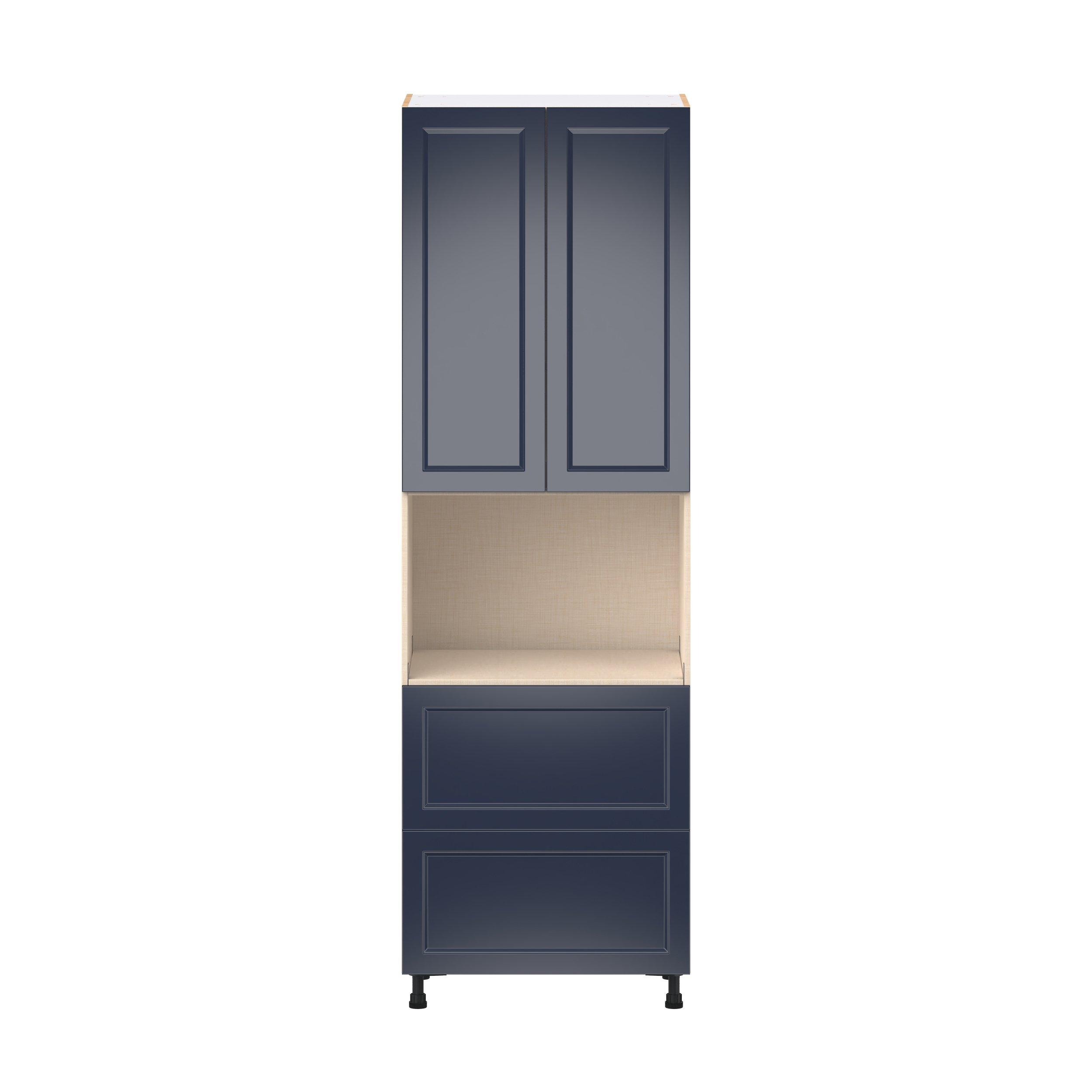 Peachtree 30 in. Painted Midnight Blue Door and Drawer Microwave Pantry Cabinet