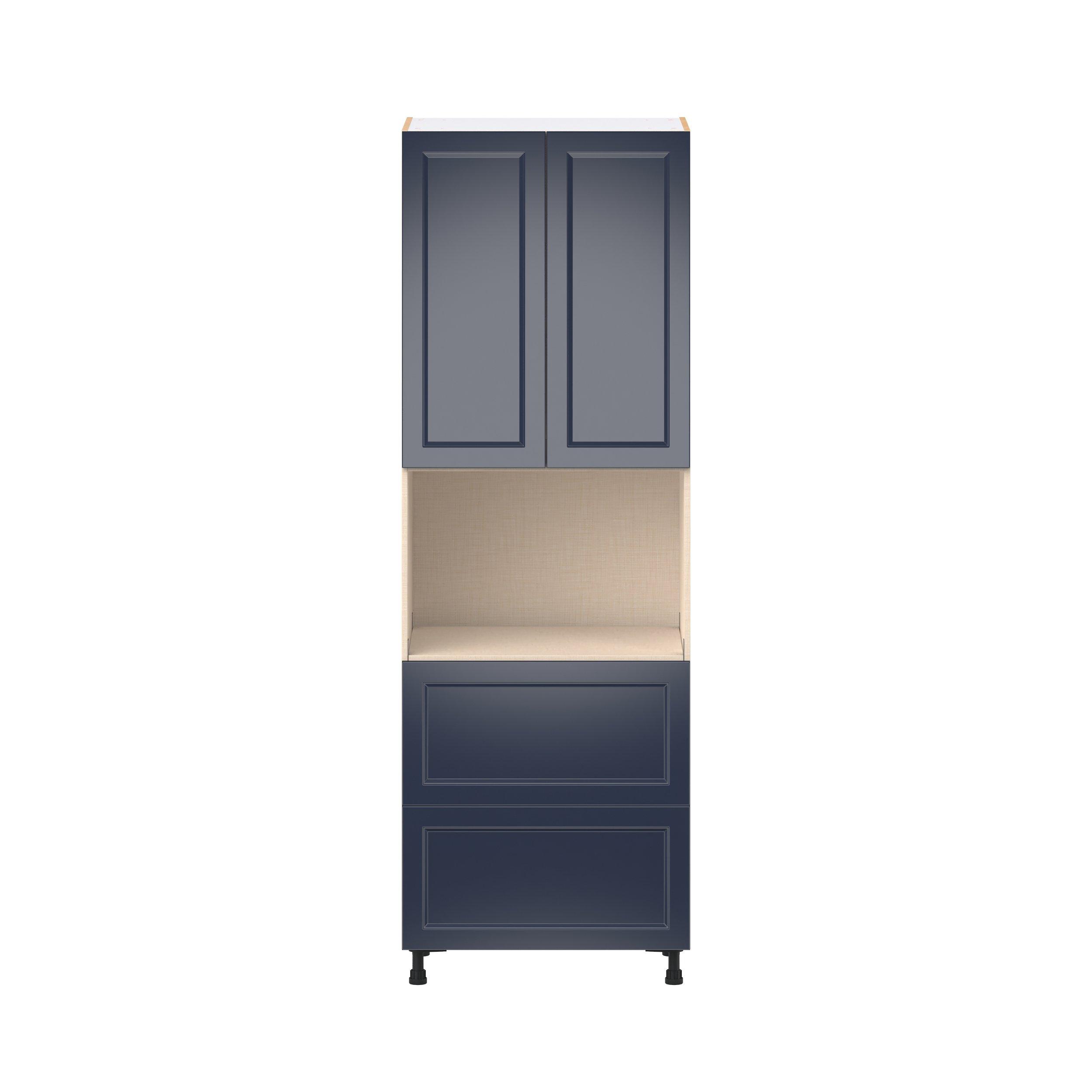 Peachtree 30 in. Painted Midnight Blue Door and Drawer Microwave Pantry Cabinet