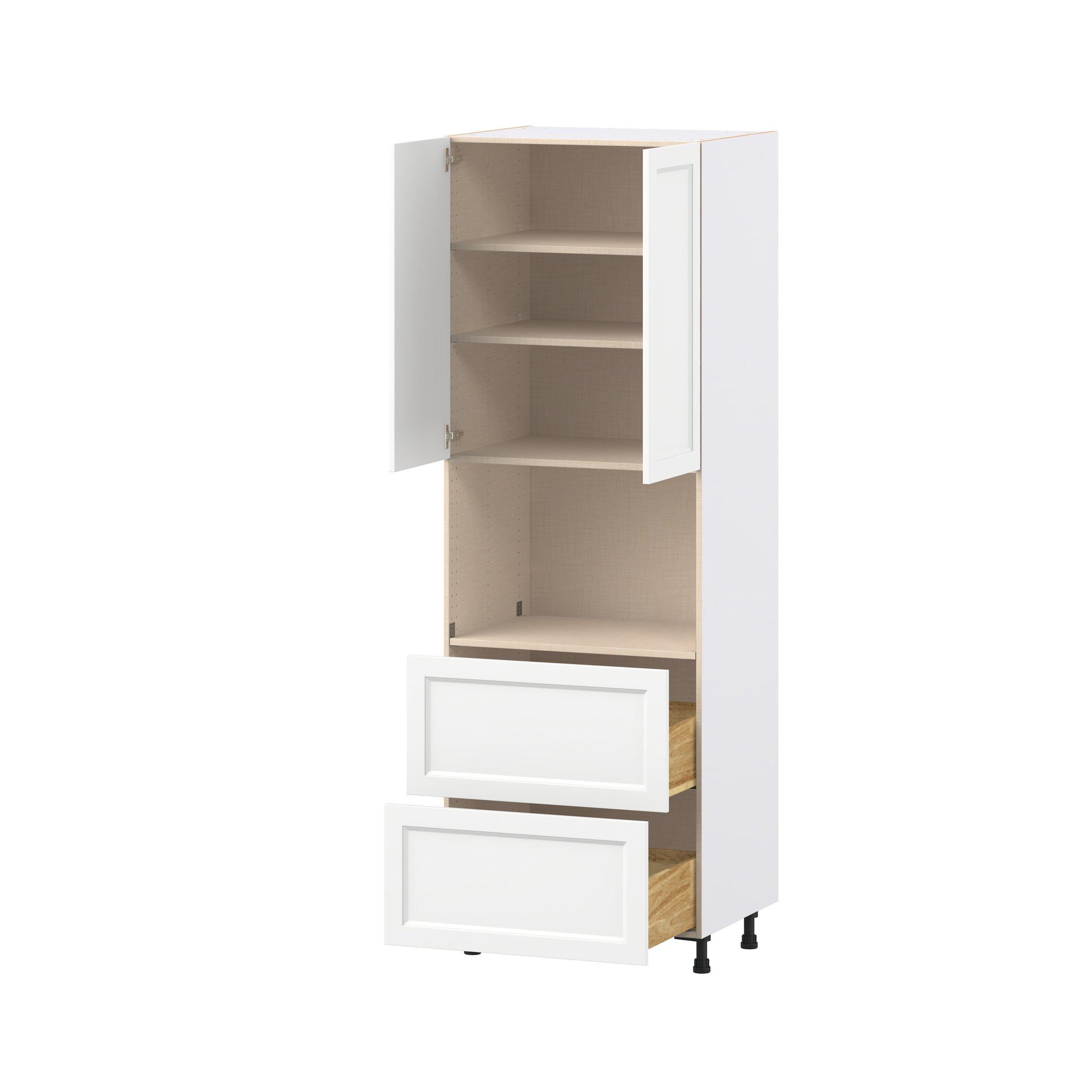 Peachtree 30 in. Painted Bright White Door and Drawer Microwave Pantry Cabinet