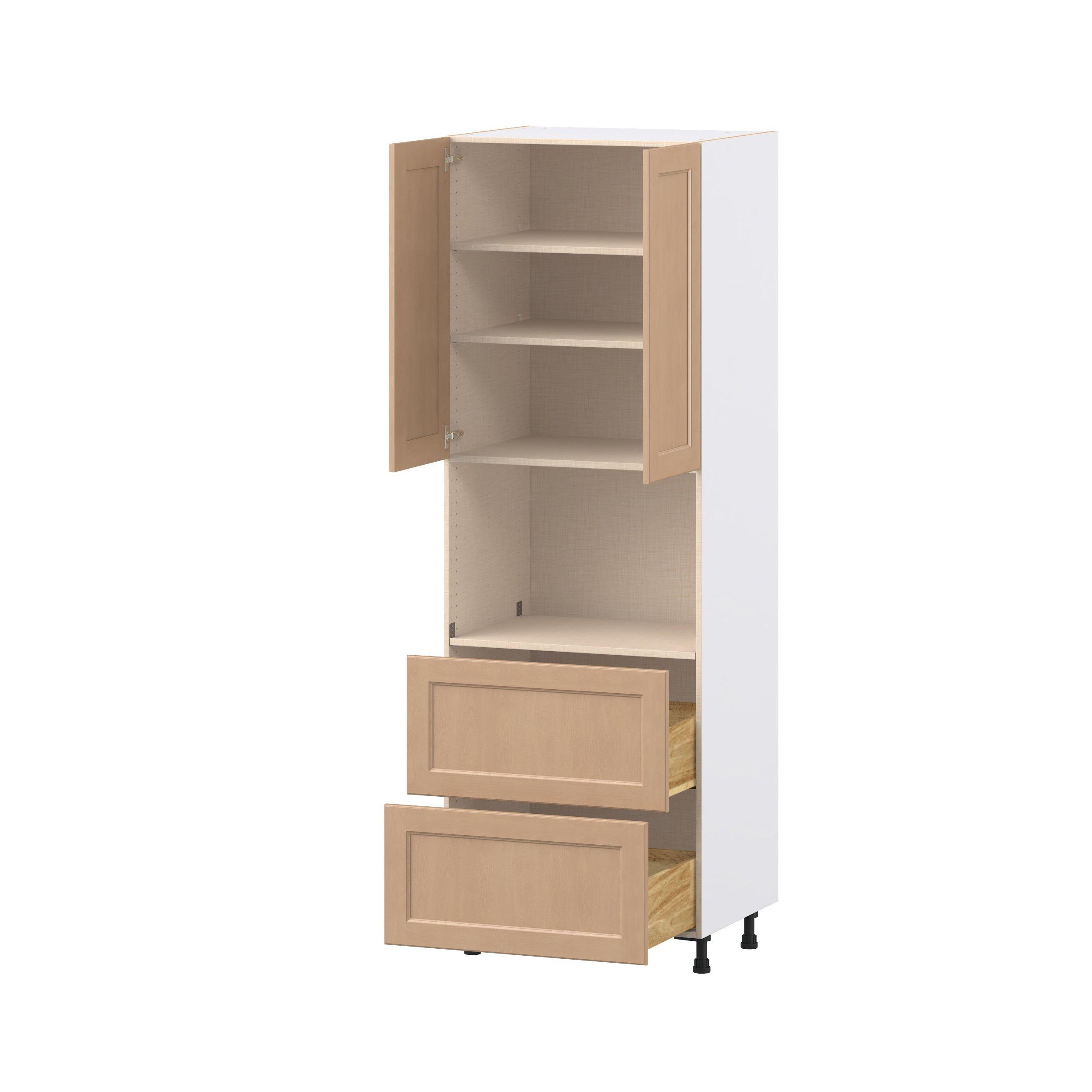 Sugarhill 30 in. Stained Sugar Cookie Door and Drawer Microwave Pantry Cabinet