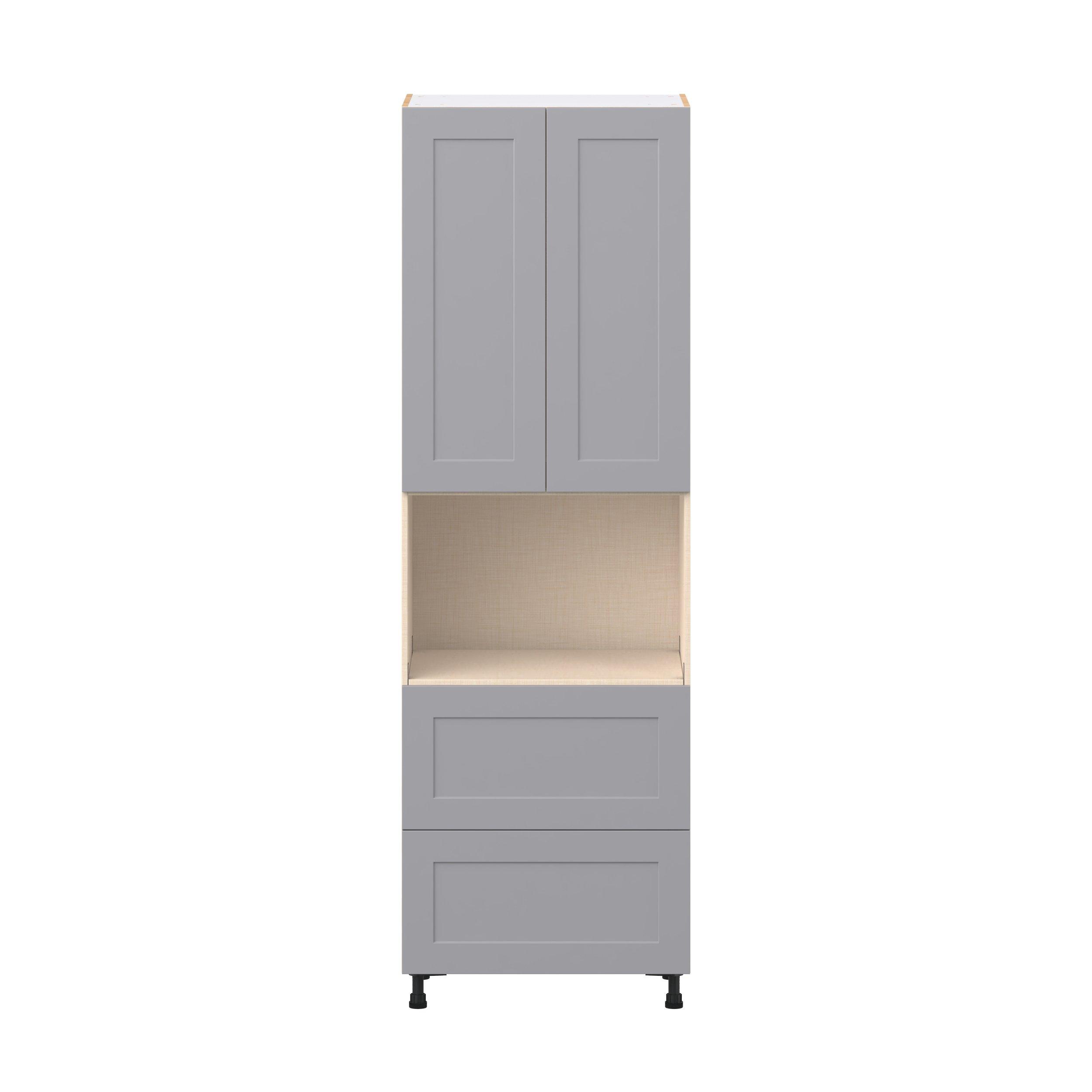 Candler 30 in. Painted Slate Gray Door and Drawer Microwave Pantry Cabinet