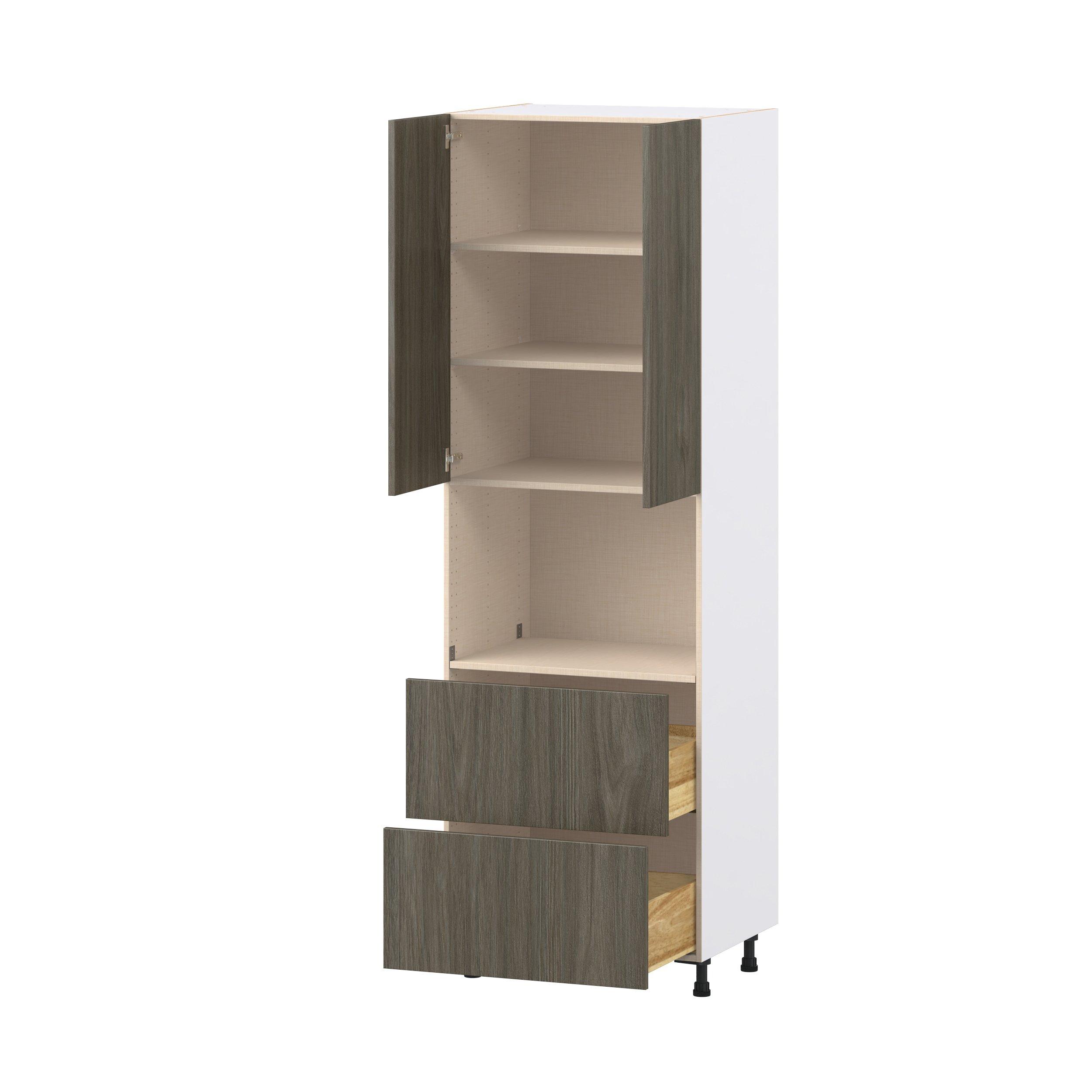 Glenwood 30 in. Burnt Walnut Door and Drawer Microwave Pantry Cabinet