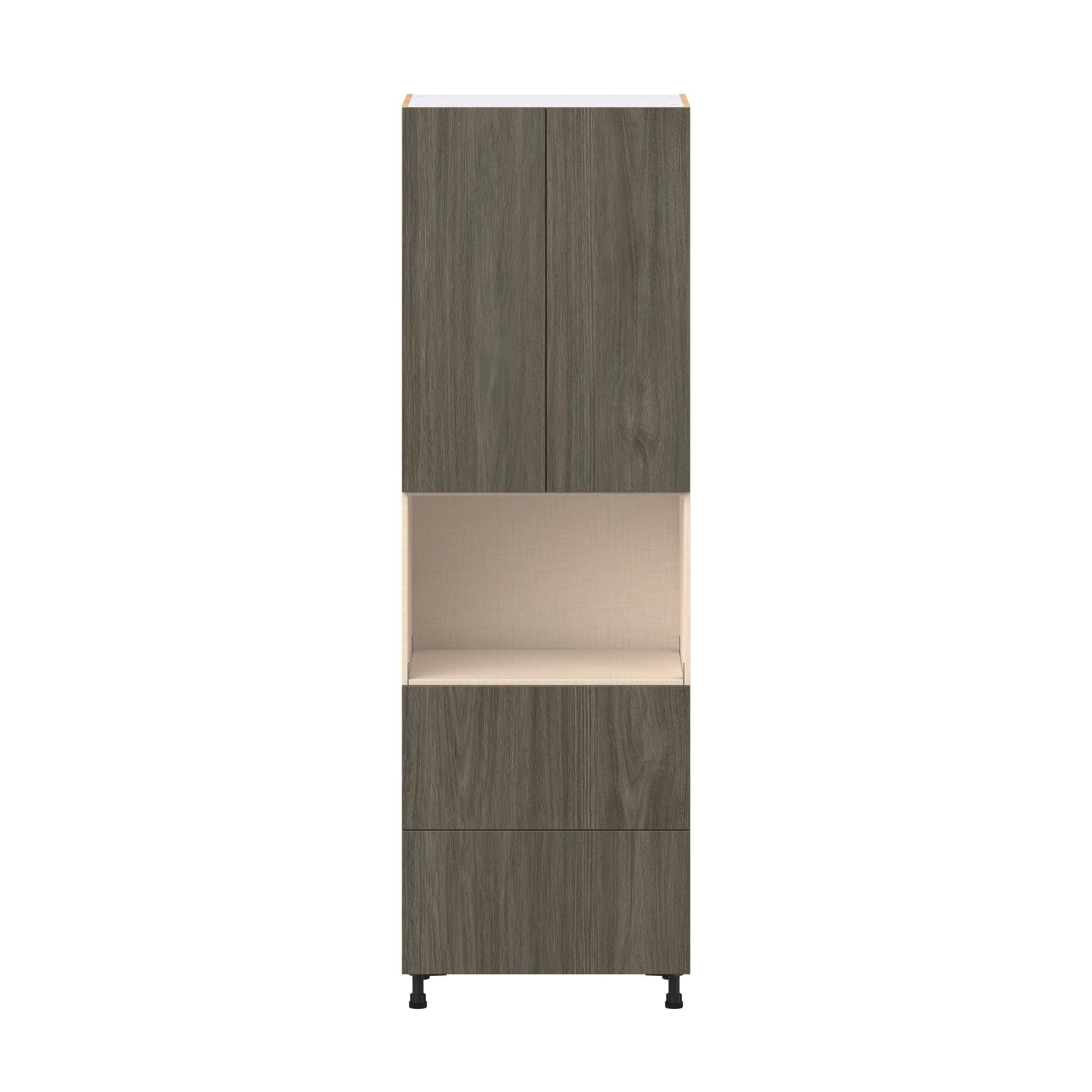 Glenwood 30 in. Burnt Walnut Door and Drawer Microwave Pantry Cabinet