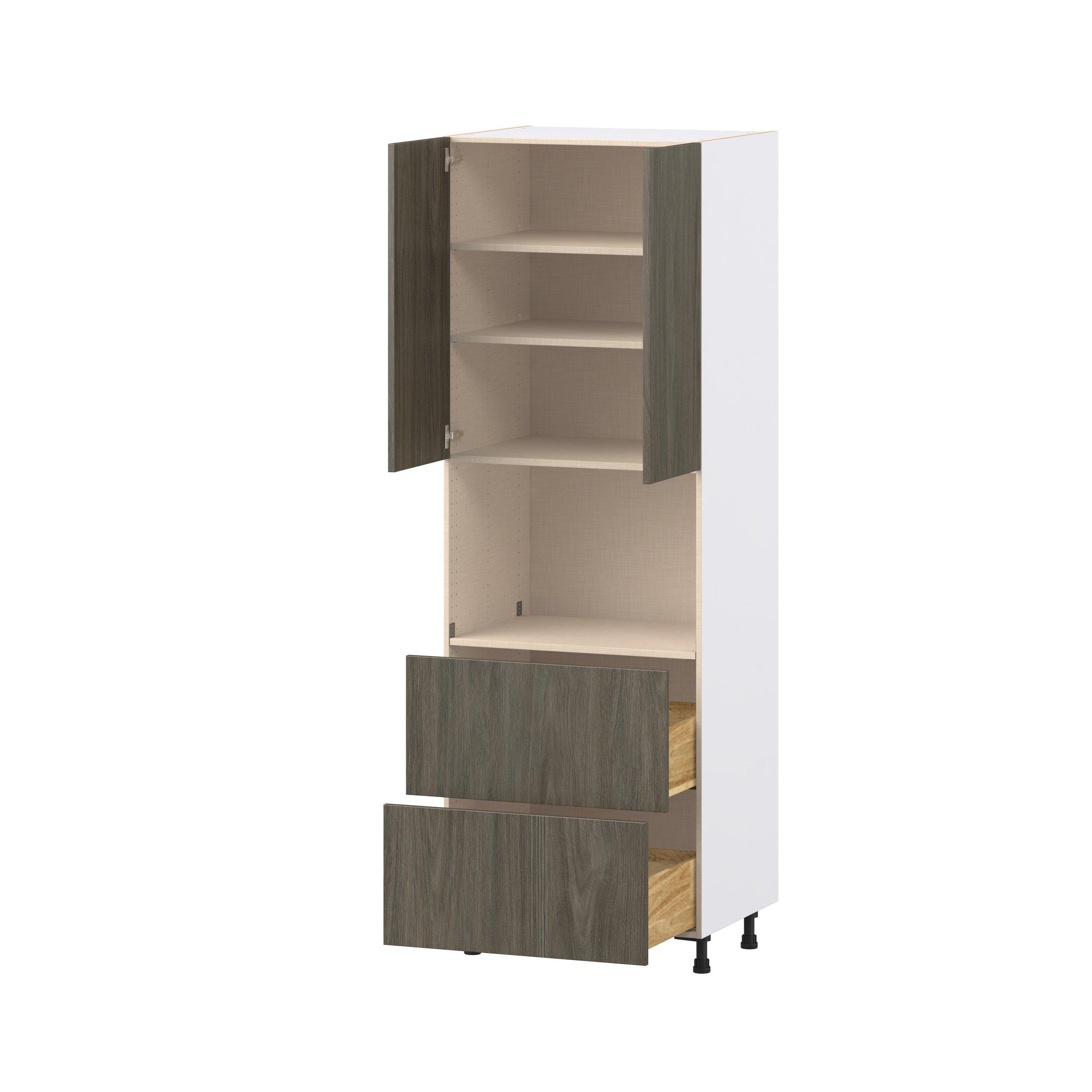 Glenwood 30 in. Burnt Walnut Door and Drawer Microwave Pantry Cabinet