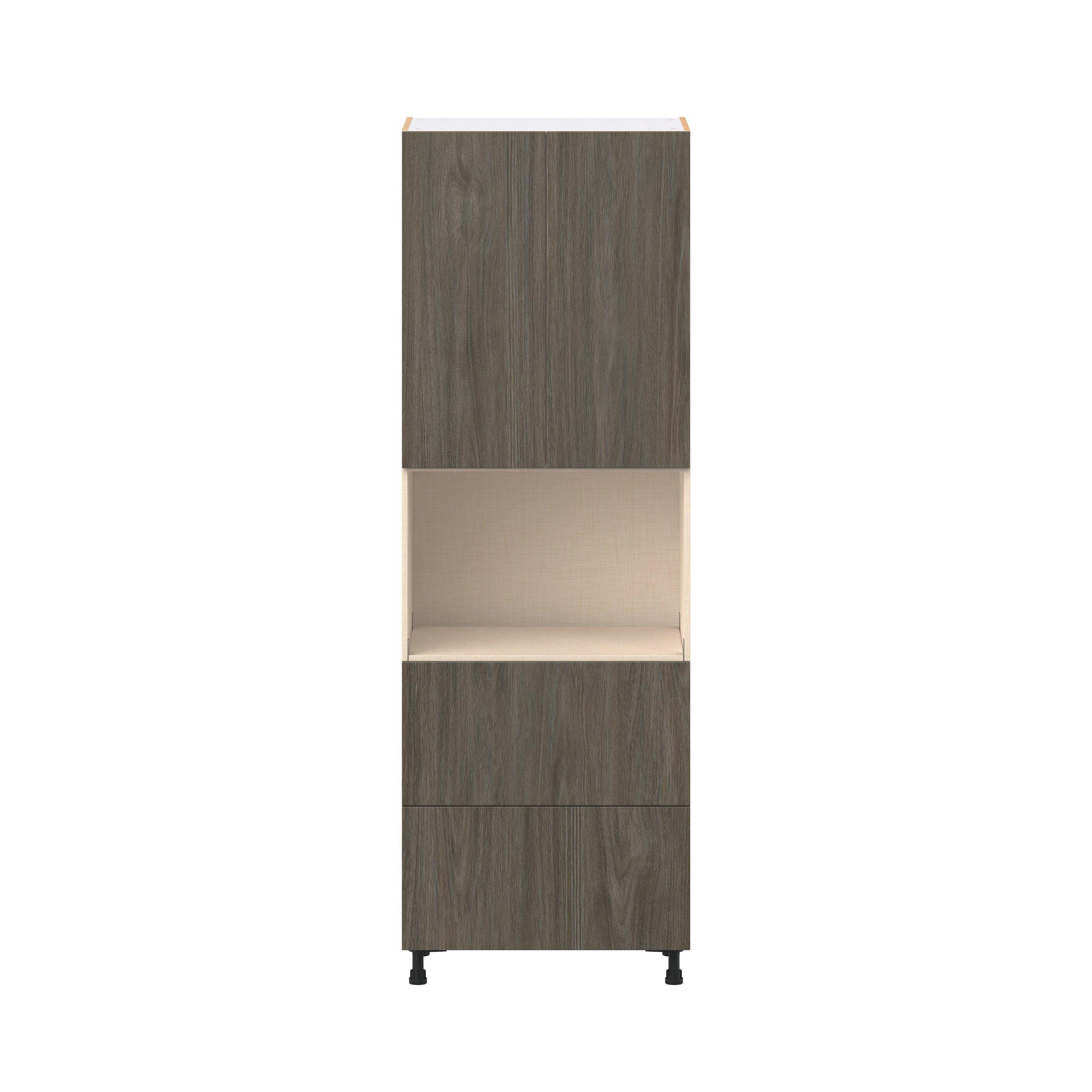 Glenwood 30 in. Burnt Walnut Door and Drawer Microwave Pantry Cabinet