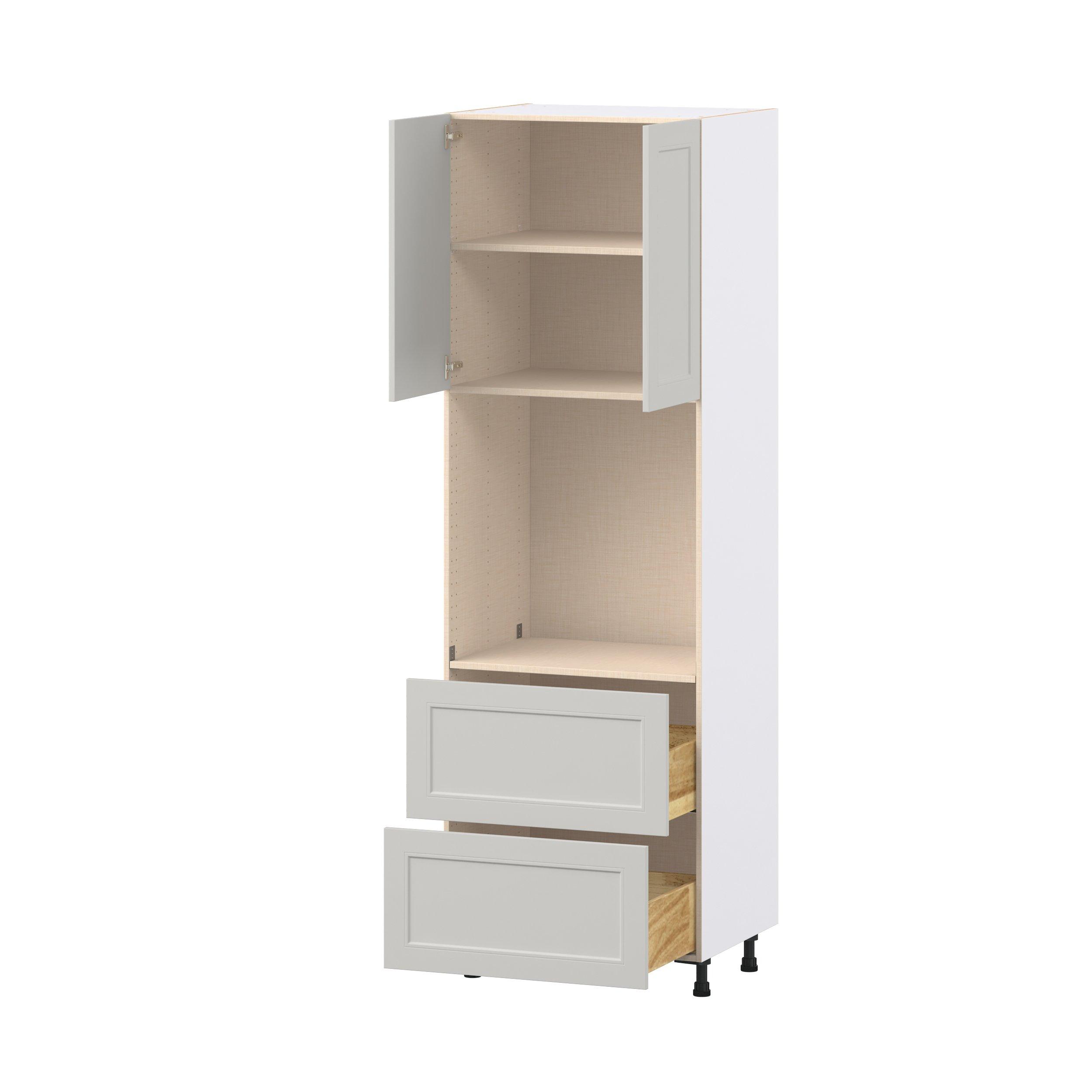 Lenox 30 in. Painted Light Gray Door and Drawer Single Oven Pantry Cabinet