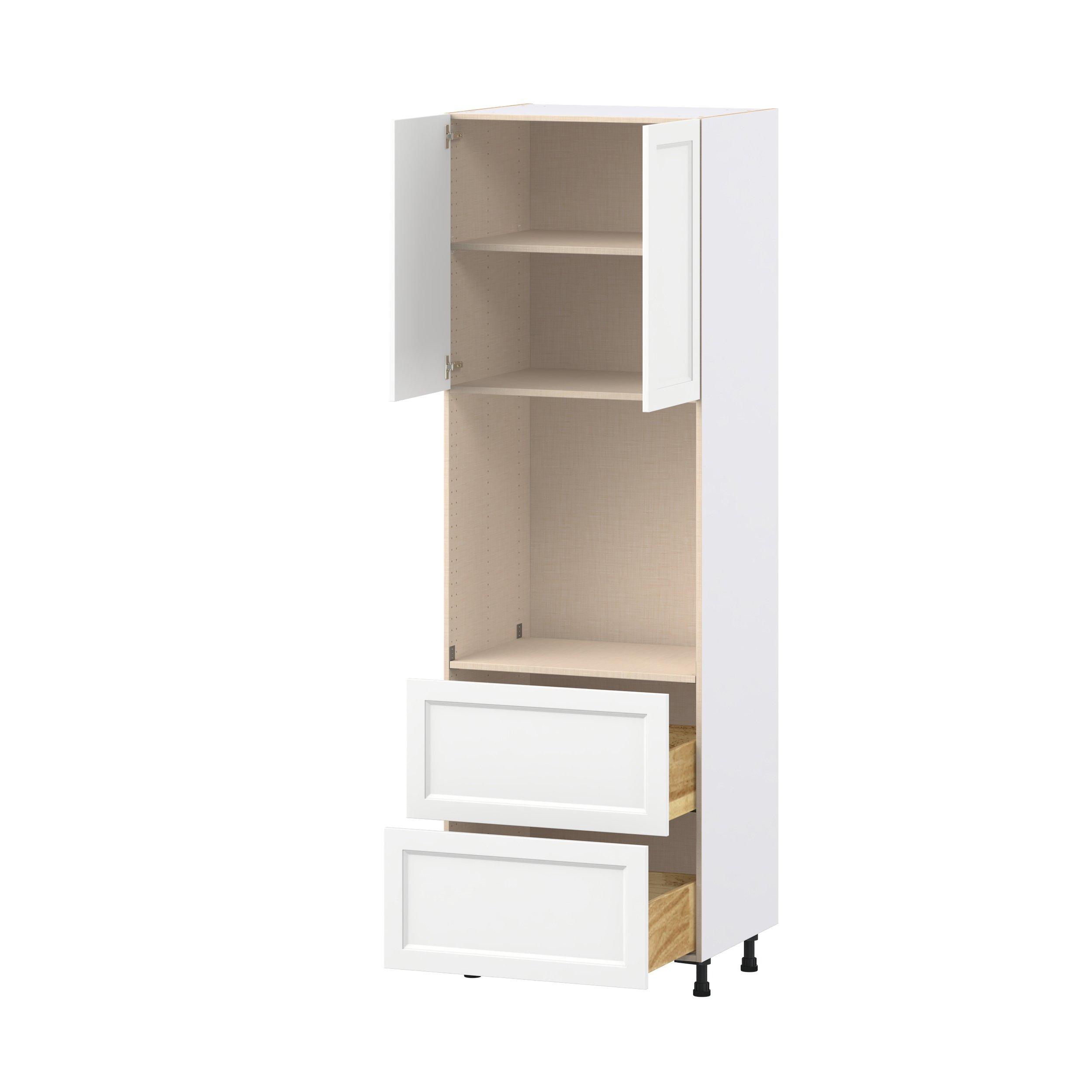 Peachtree 30 in. Painted Bright White Door and Drawer Single Oven Pantry Cabinet
