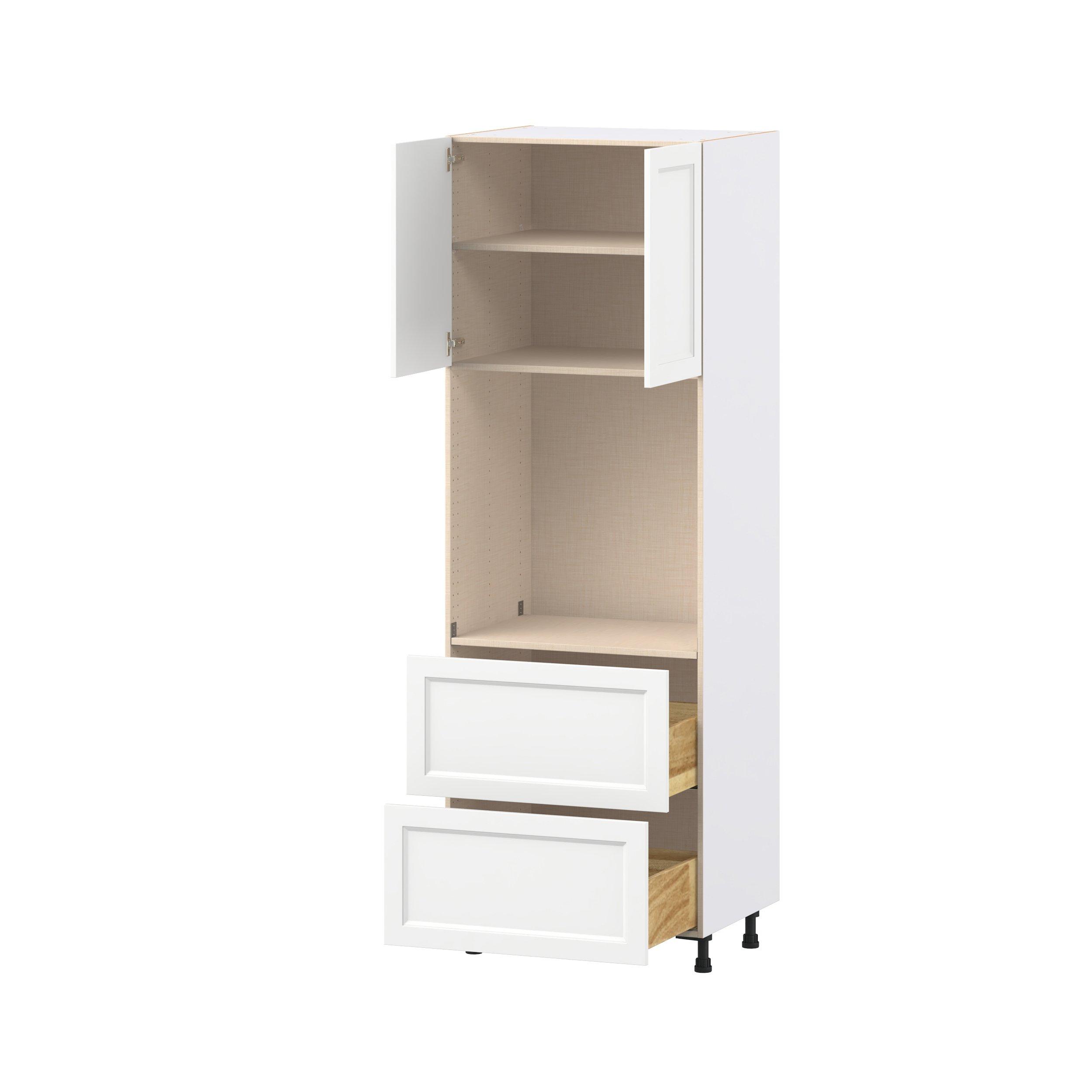 Peachtree 30 in. Painted Bright White Door and Drawer Single Oven Pantry Cabinet