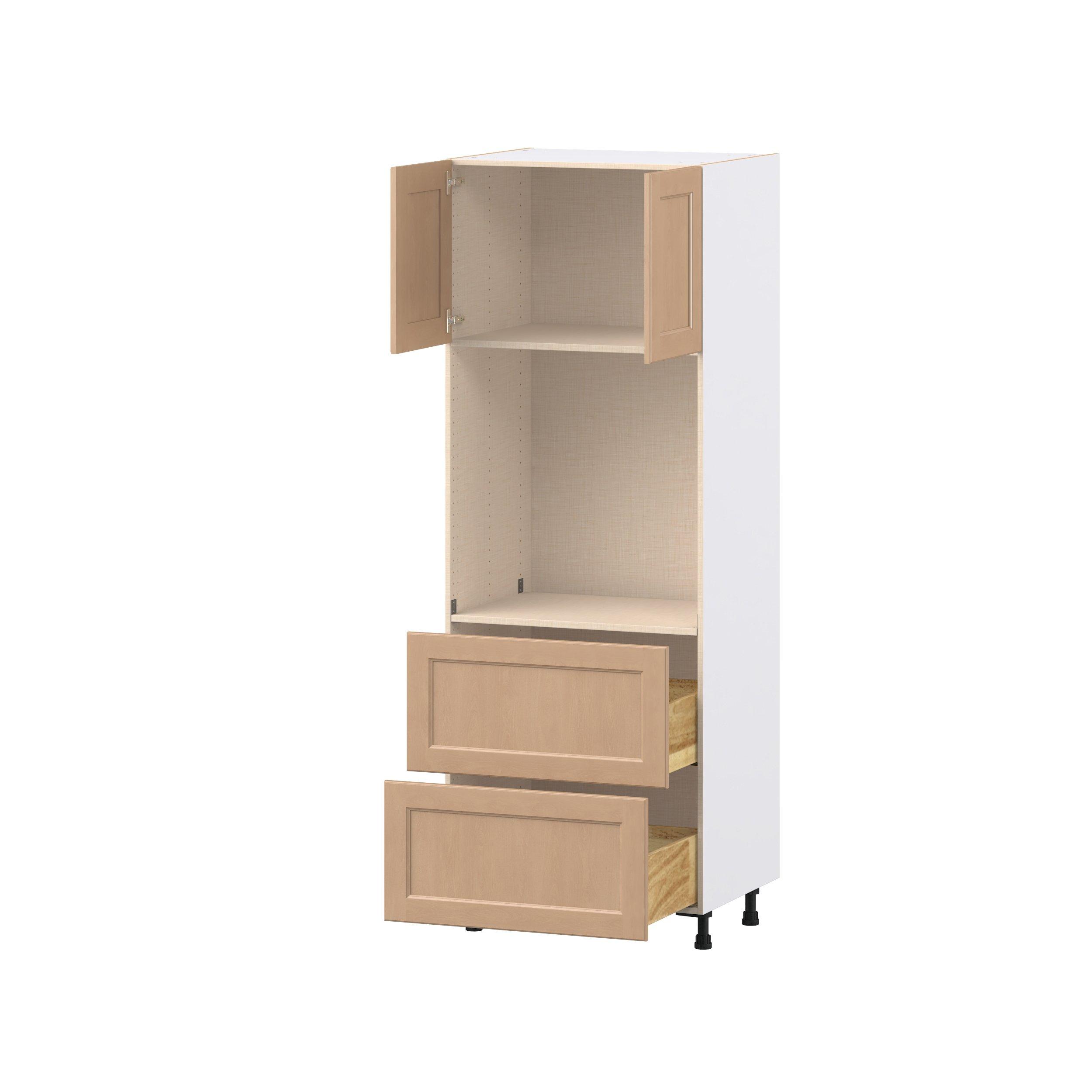 Sugarhill 30 in. Stained Sugar Cookie Door and Drawer Single Oven Pantry Cabinet