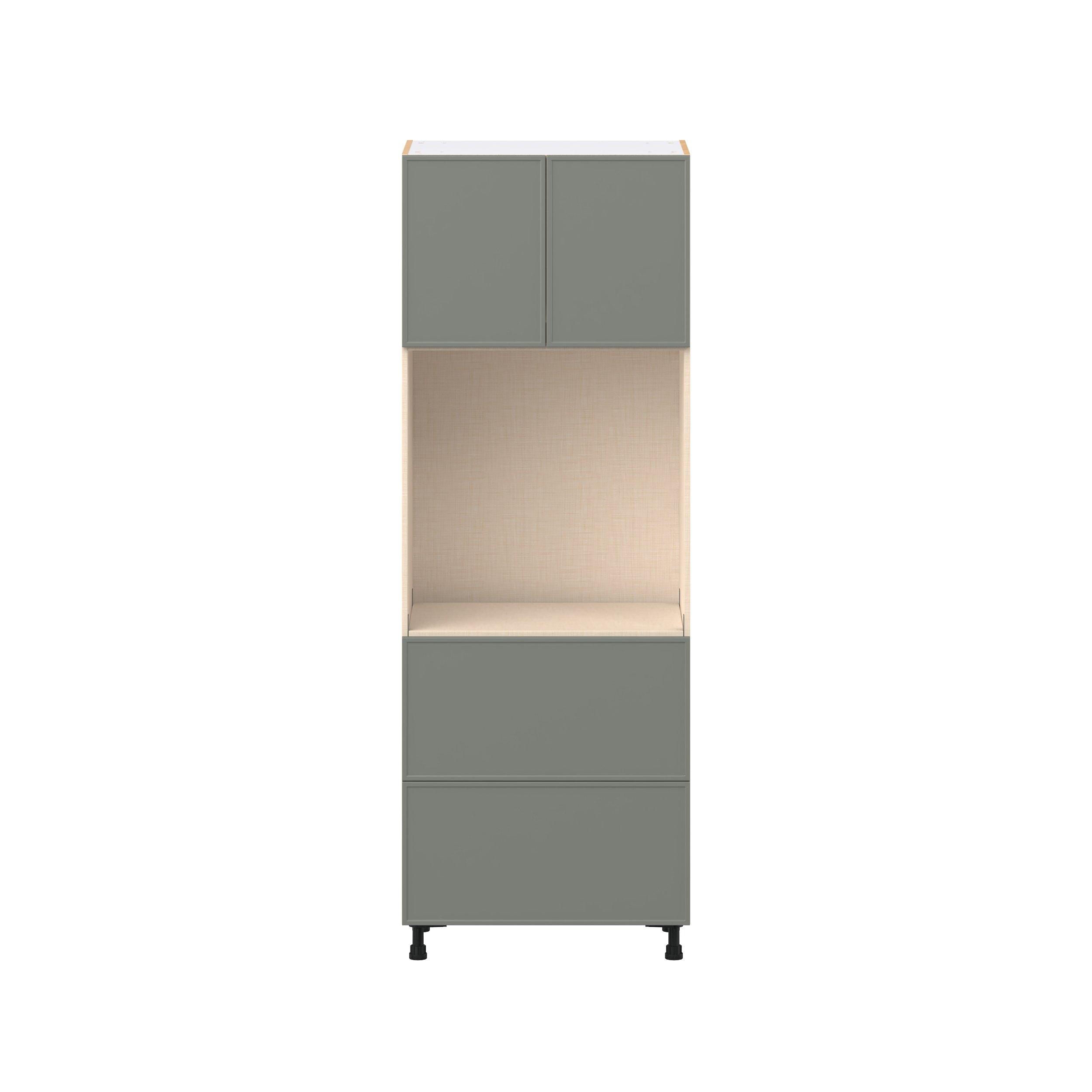 Linden 30 in. Painted Moss Green Door and Drawer Single Oven Pantry Cabinet