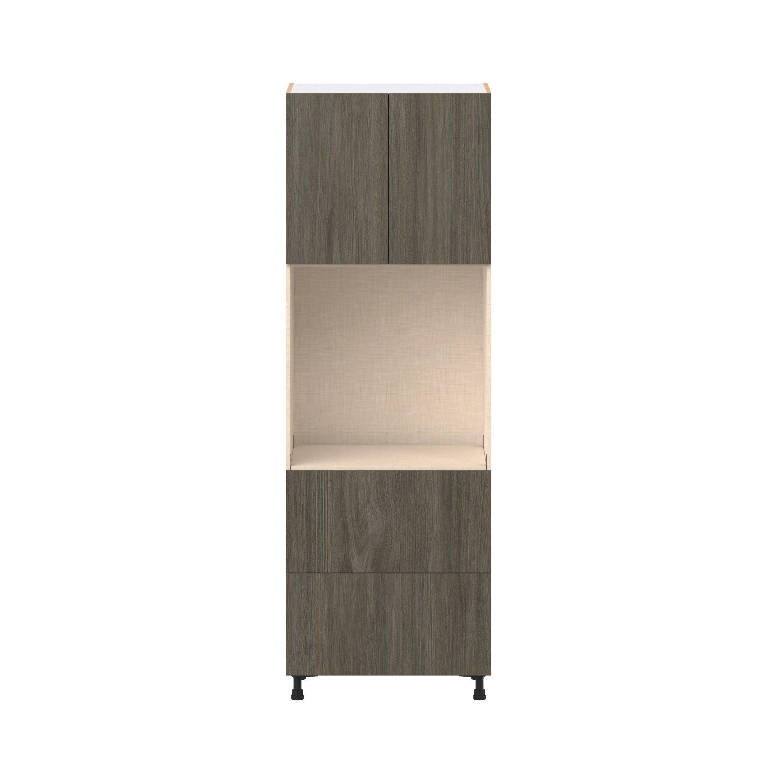 Glenwood 30 in. Burnt Walnut Door and Drawer Single Oven Pantry Cabinet
