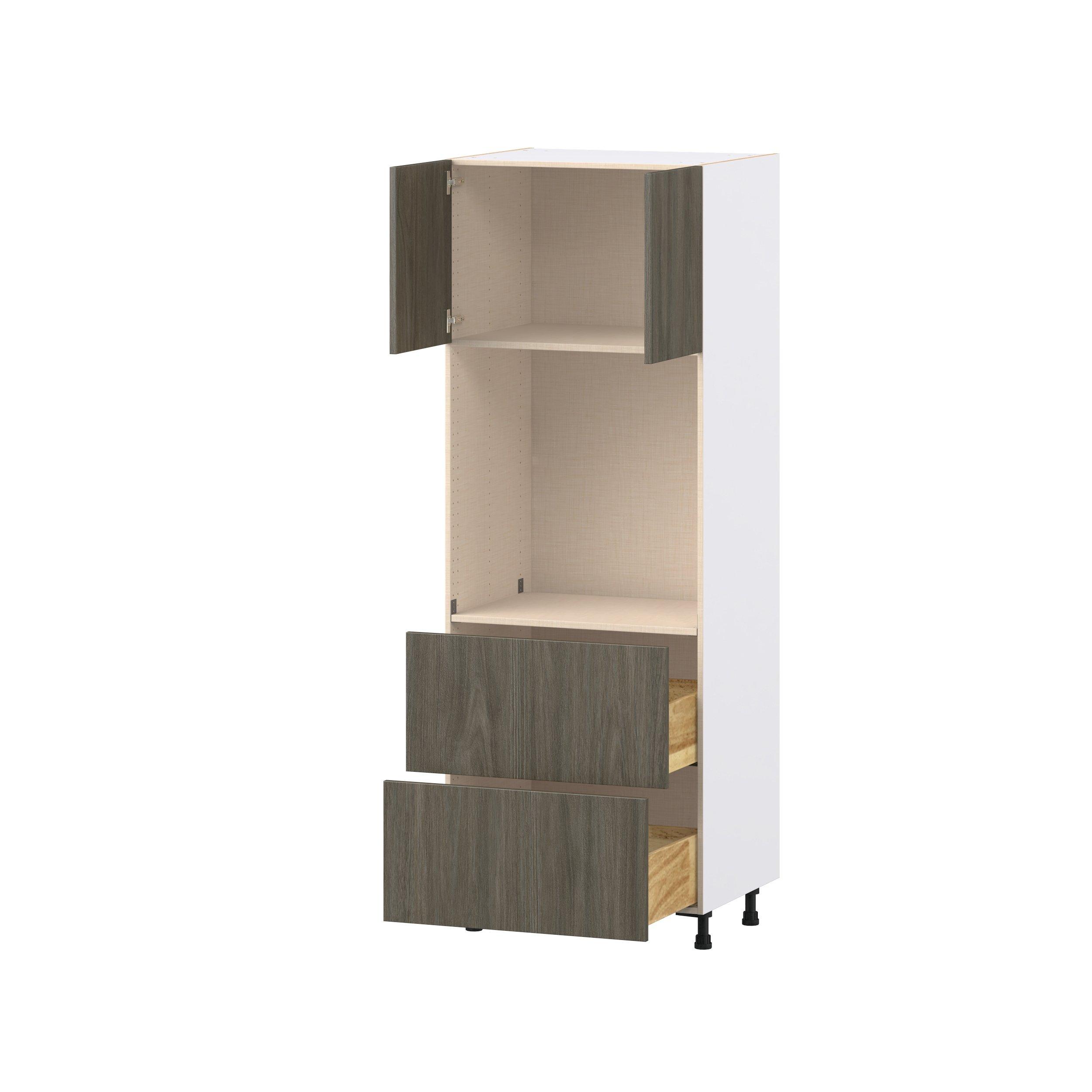 Glenwood 30 in. Burnt Walnut Door and Drawer Single Oven Pantry Cabinet