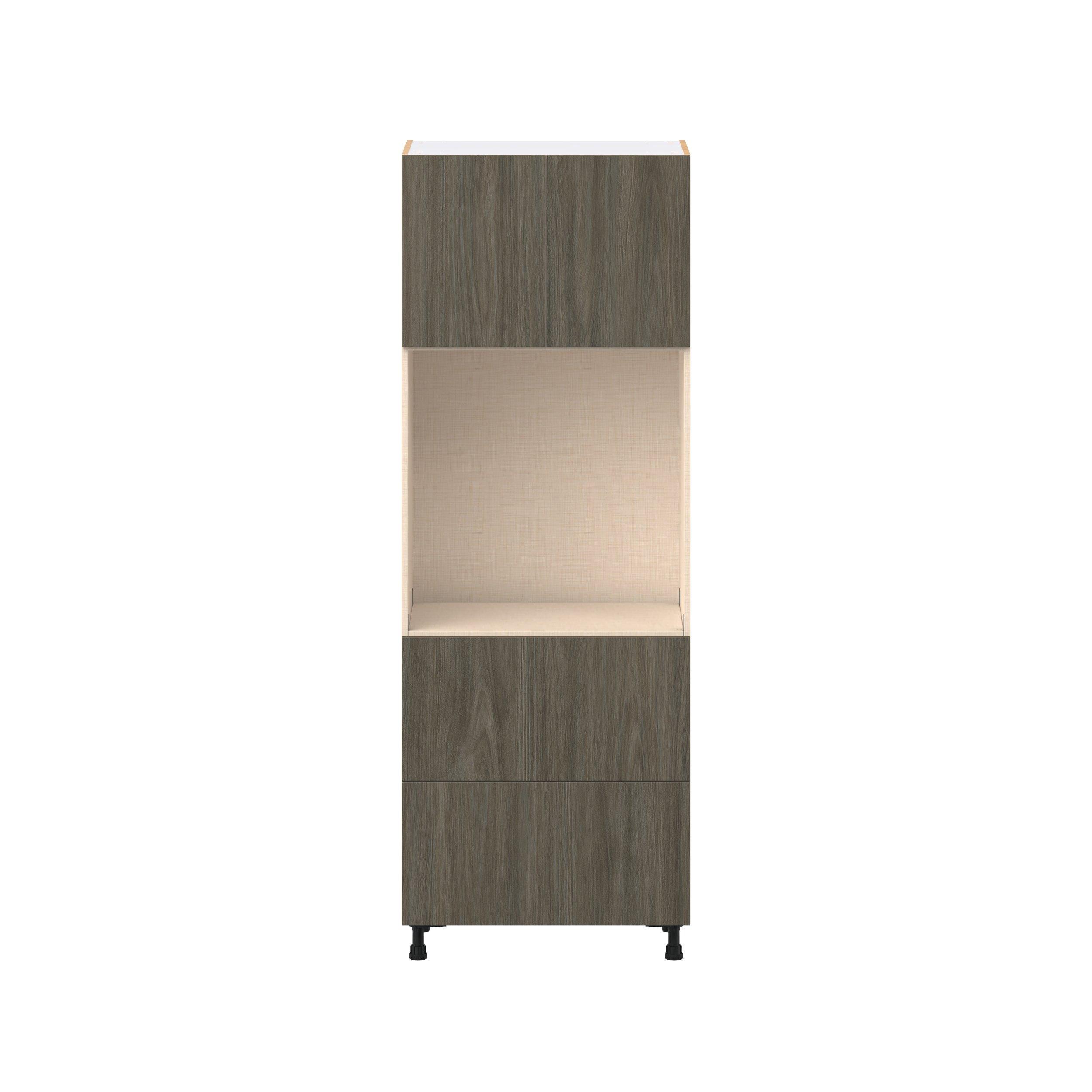 Glenwood 30 in. Burnt Walnut Door and Drawer Single Oven Pantry Cabinet