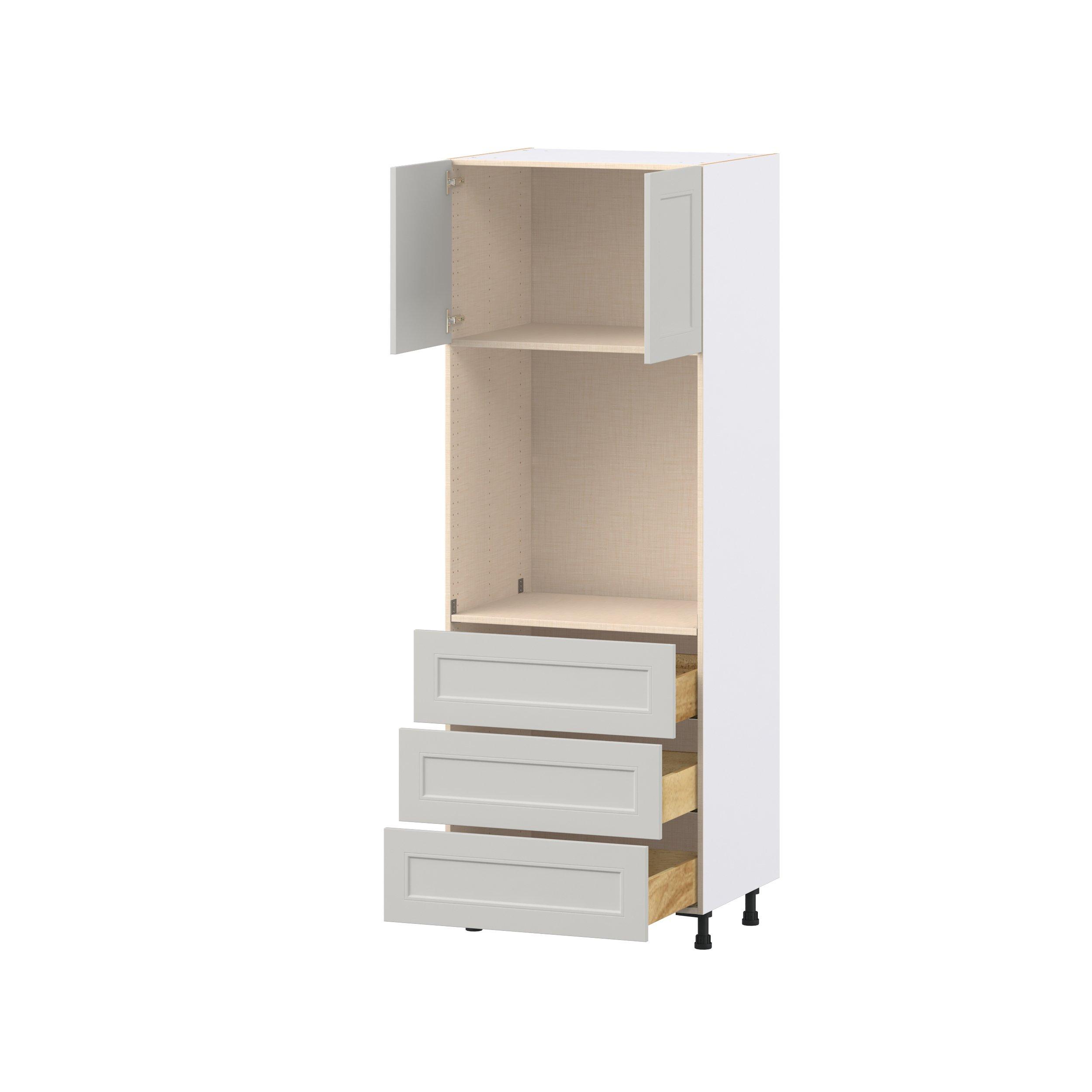 Lenox 30 in. Painted Light Gray Door and Drawer Single Oven Pantry Cabinet