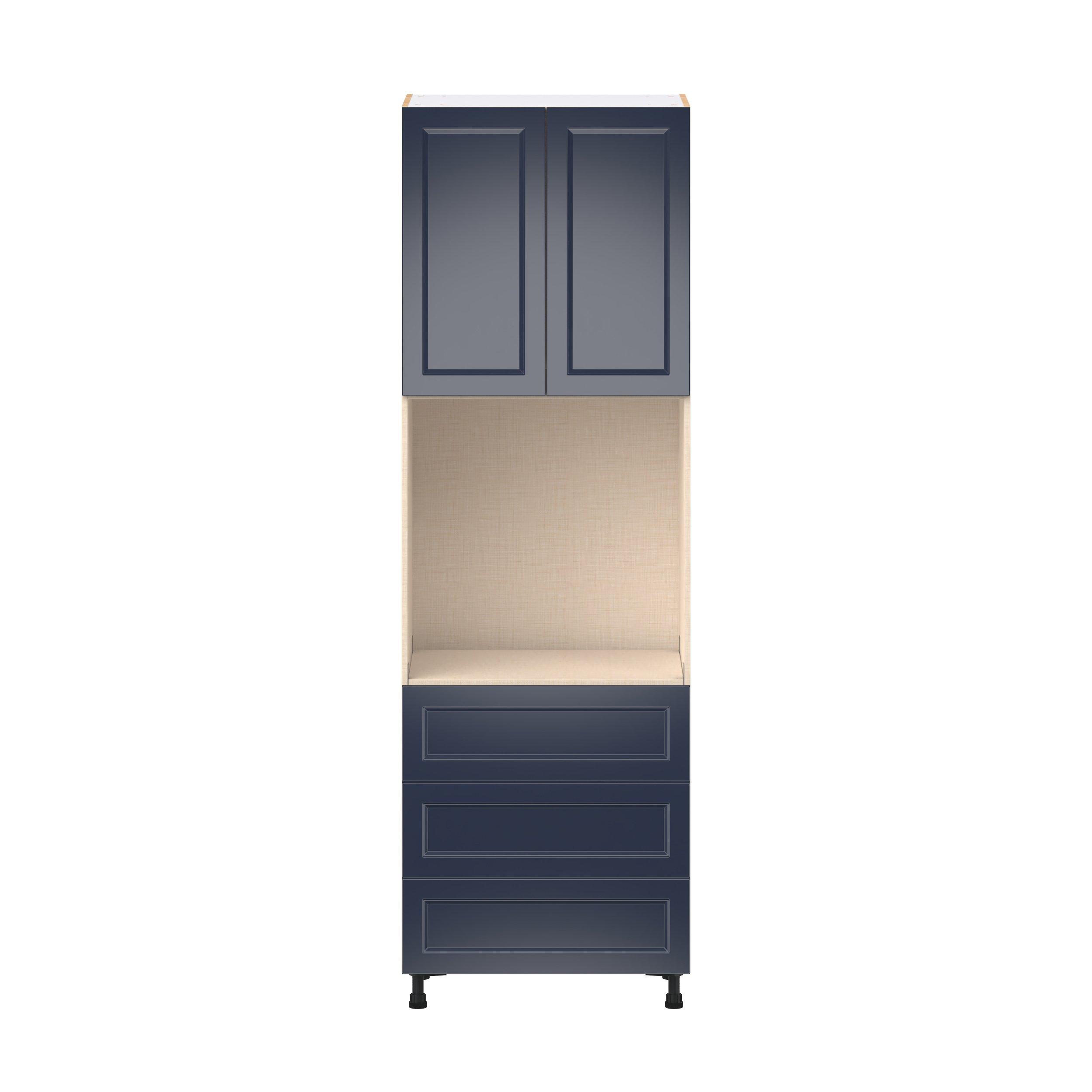 Peachtree 30 in. Painted Midnight Blue Door and Drawer Single Oven Pantry Cabinet