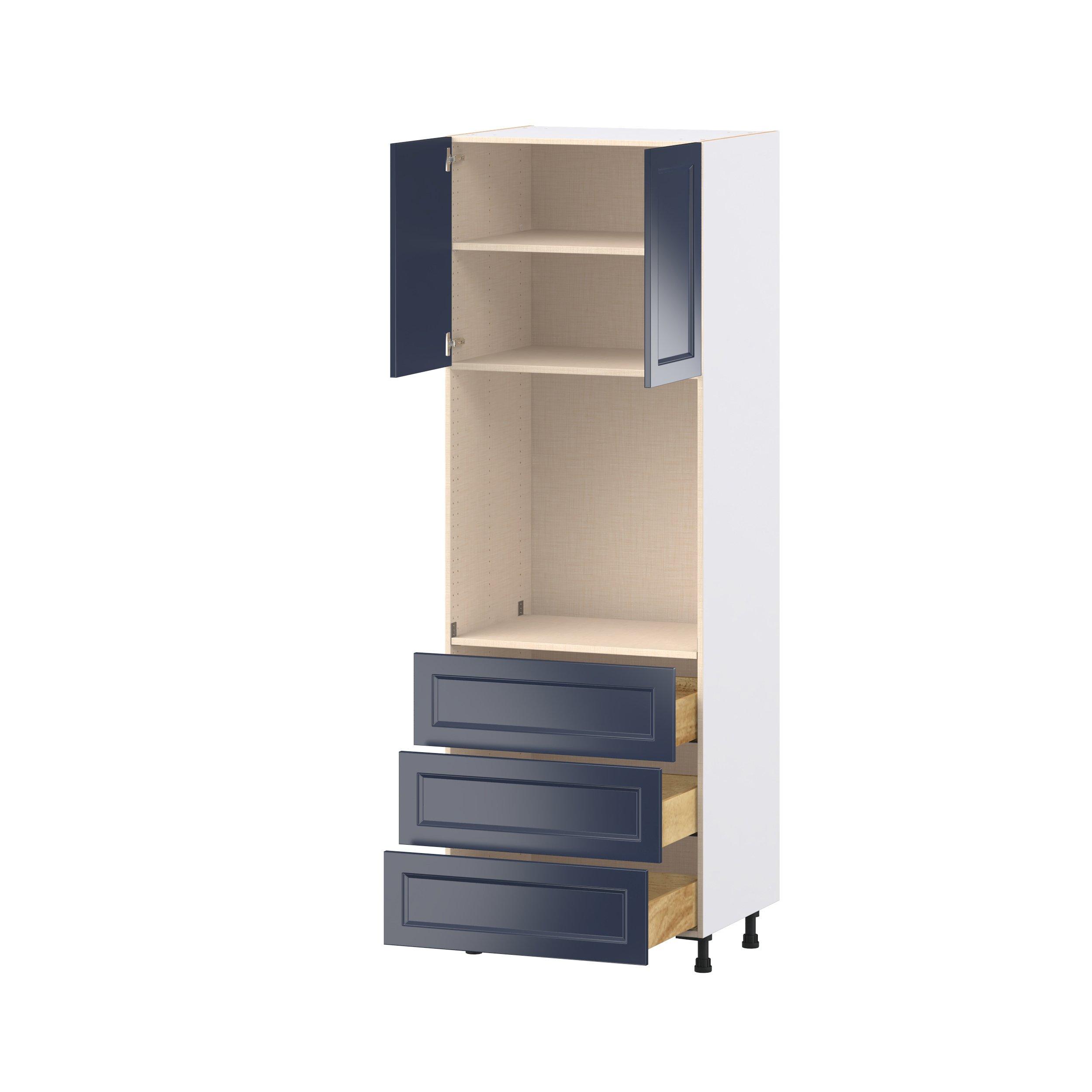 Peachtree 30 in. Painted Midnight Blue Door and Drawer Single Oven Pantry Cabinet