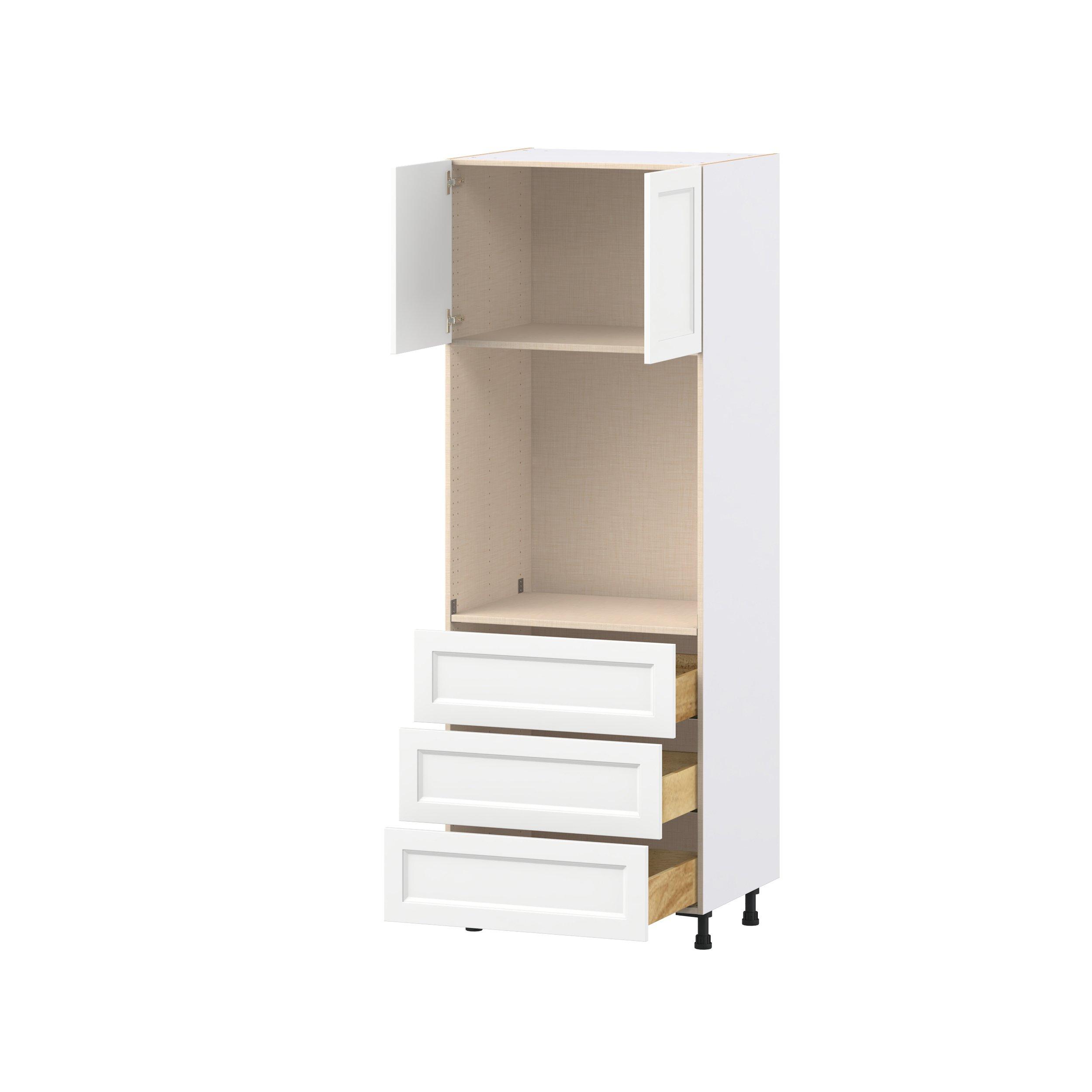 Peachtree 30 in. Painted Bright White Door and Drawer Single Oven Pantry Cabinet