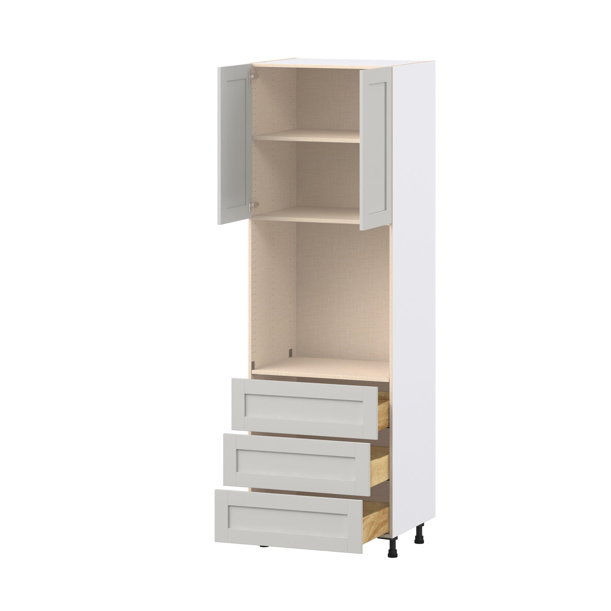 Summerhill 30 in. Light Gray Door and Drawer Single Oven Pantry Cabinet