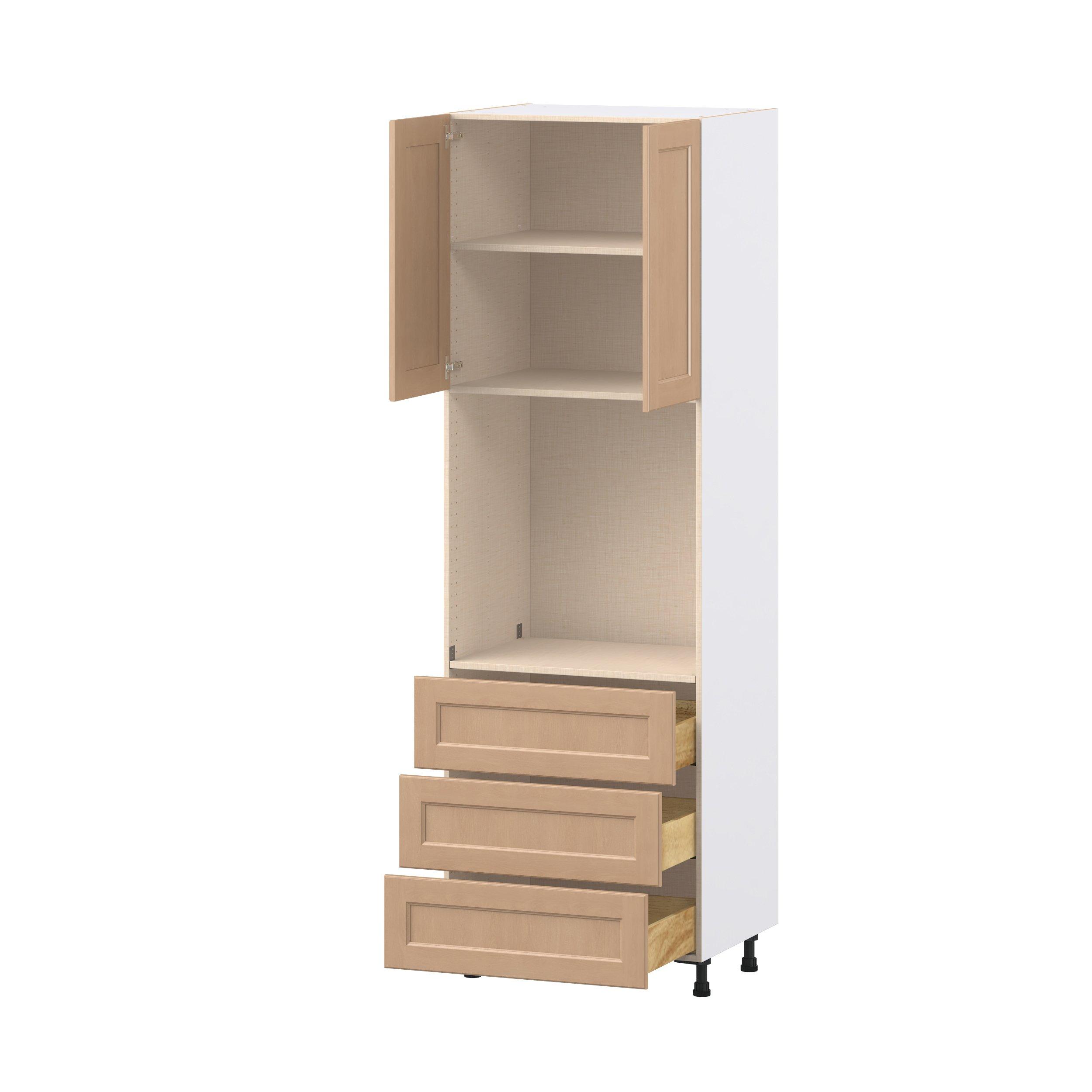Sugarhill 30 in. Stained Sugar Cookie Door and Drawer Single Oven Pantry Cabinet