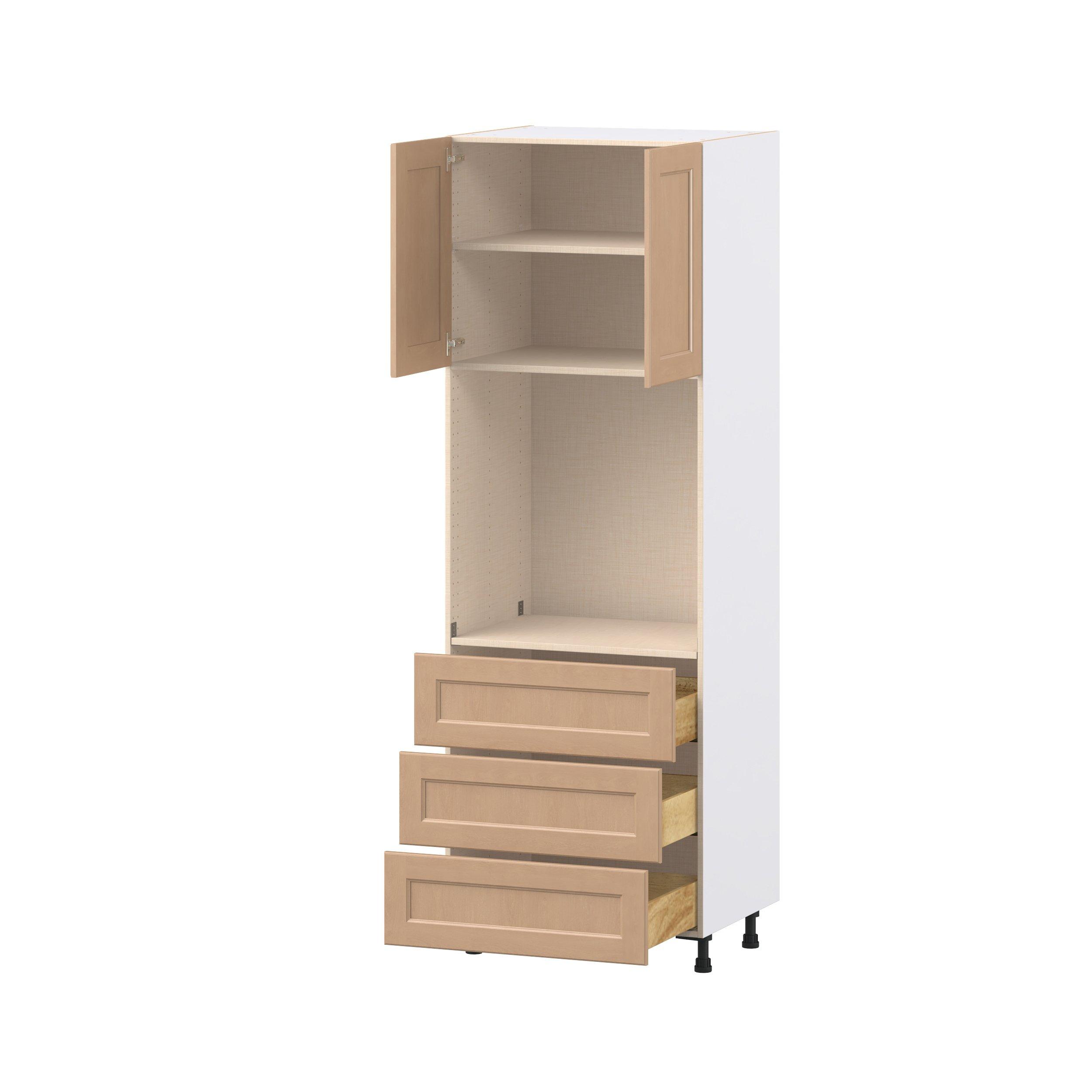 Sugarhill 30 in. Stained Sugar Cookie Door and Drawer Single Oven Pantry Cabinet