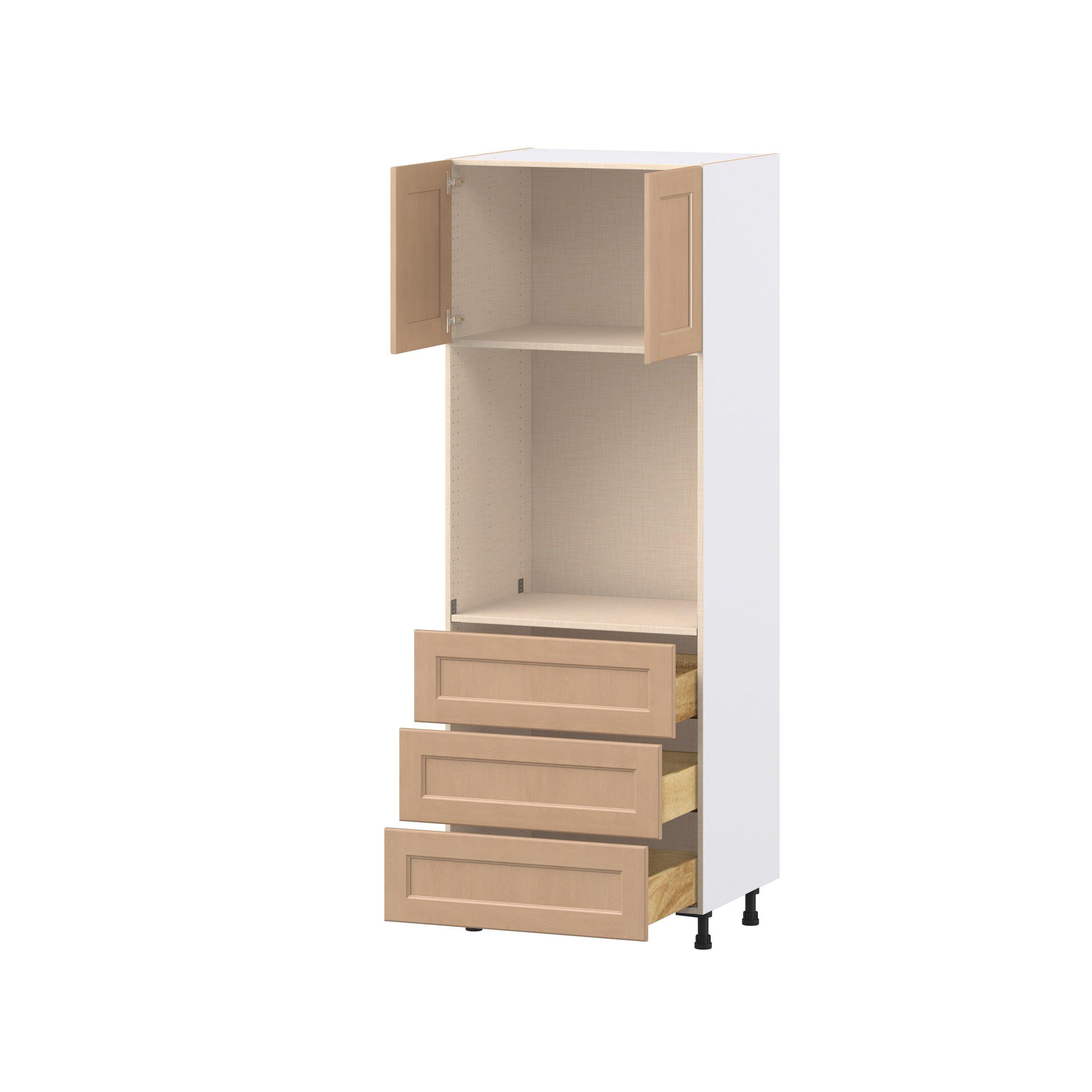 Sugarhill 30 in. Stained Sugar Cookie Door and Drawer Single Oven Pantry Cabinet
