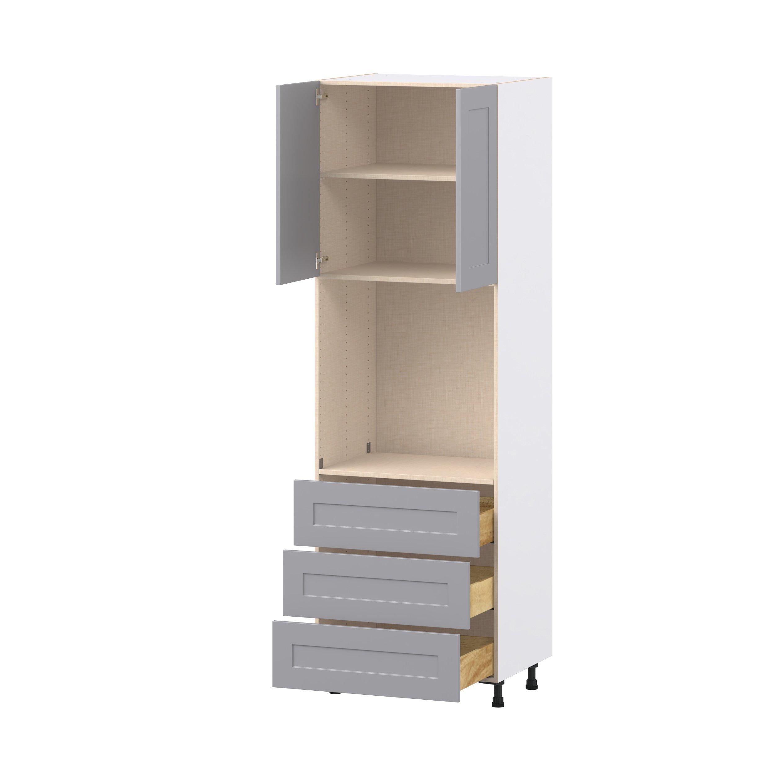 Candler 30 in. Painted Slate Gray Door and Drawer Single Oven Pantry Cabinet