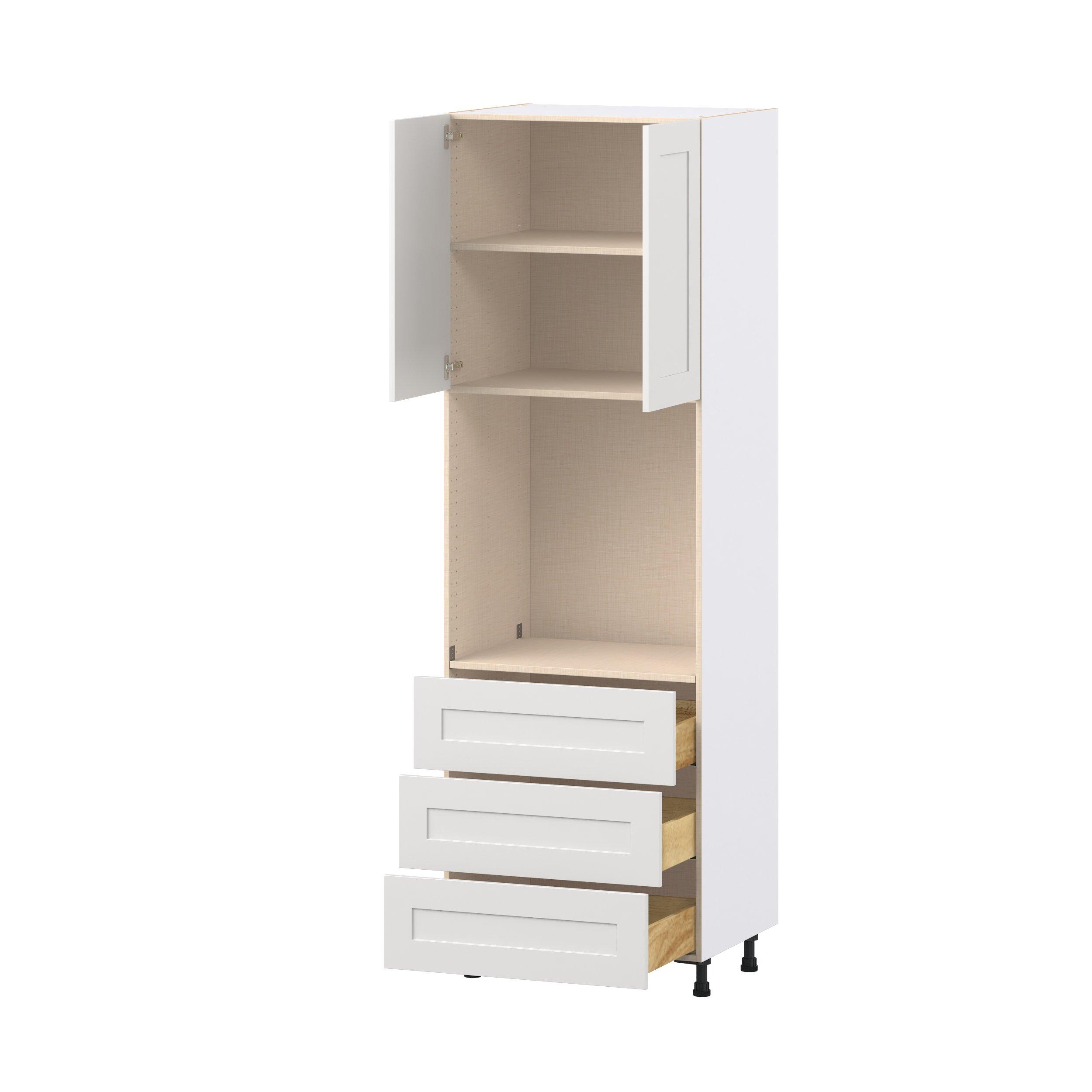 Candler 30 in. Painted Warm White Door and Drawer Single Oven Pantry Cabinet