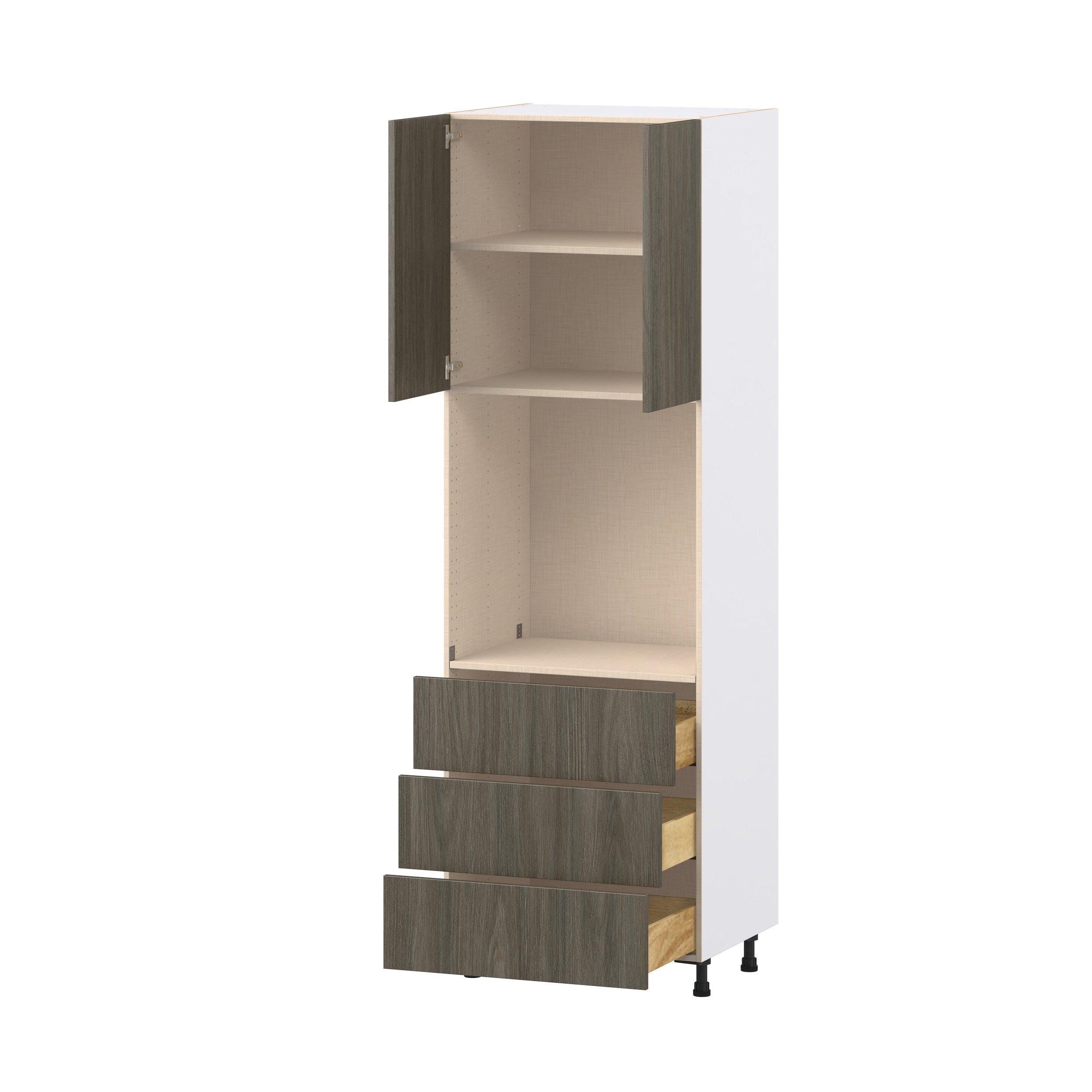Glenwood 30 in. Burnt Walnut Door and Drawer Single Oven Pantry Cabinet