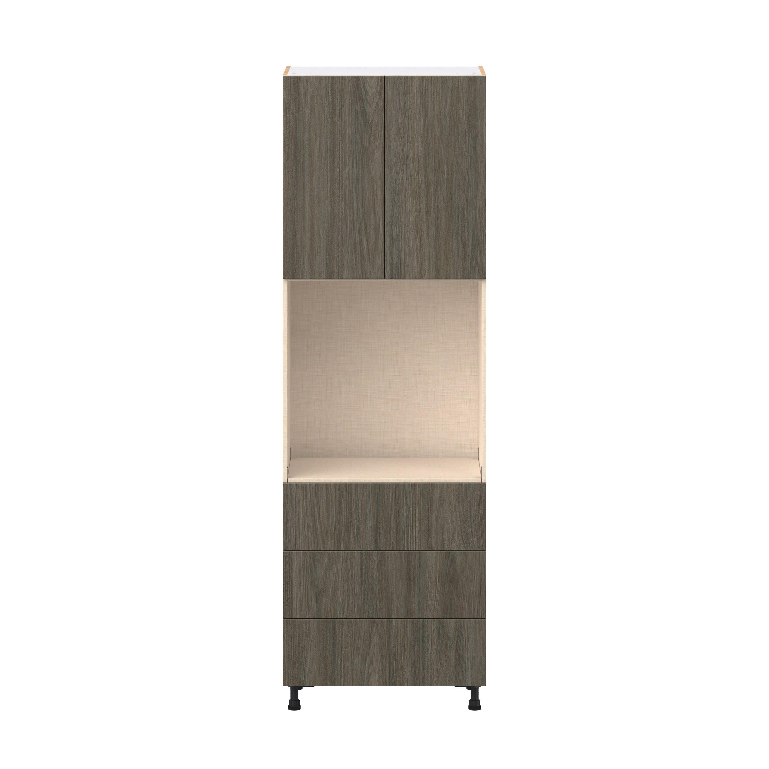 Glenwood 30 in. Burnt Walnut Door and Drawer Single Oven Pantry Cabinet