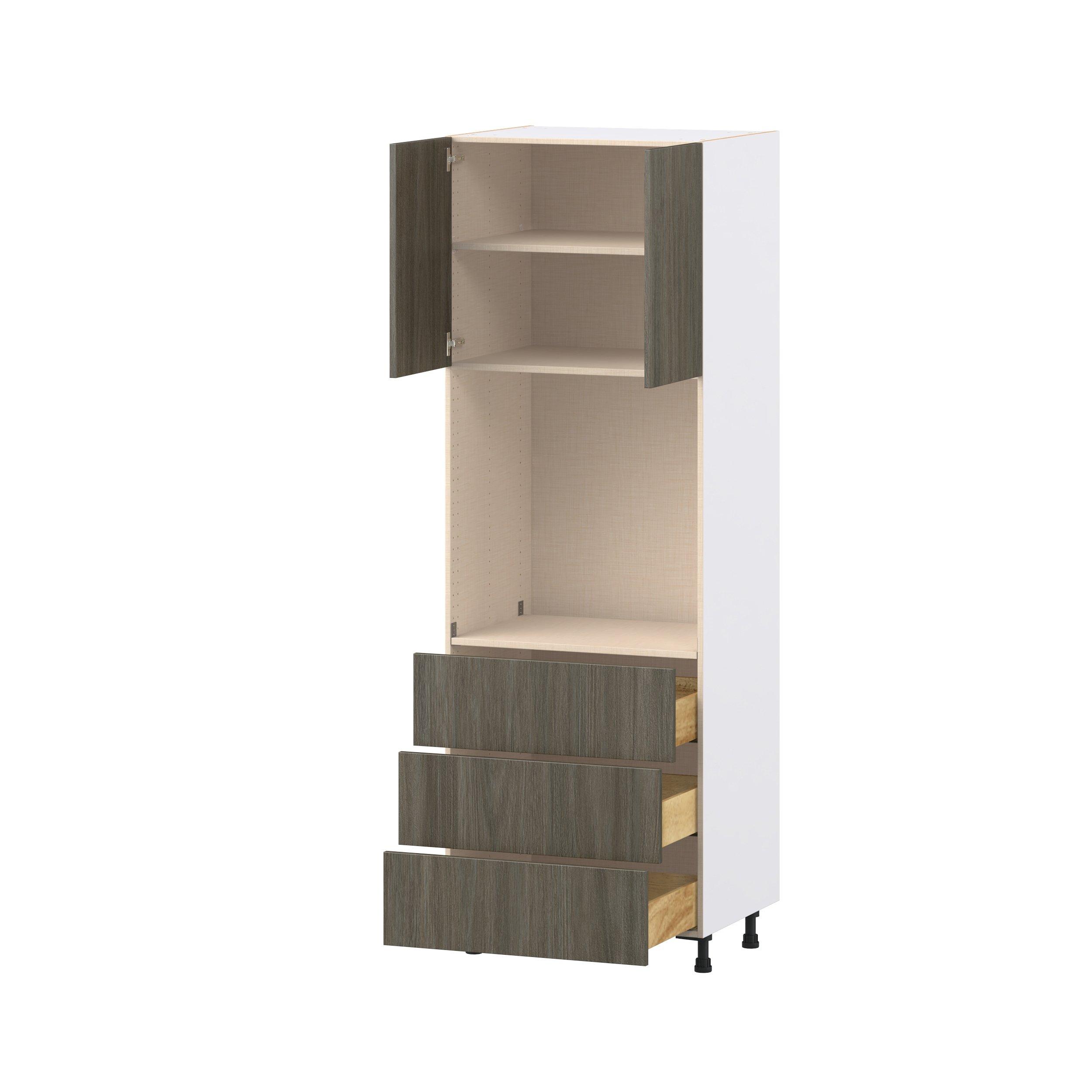 Glenwood 30 in. Burnt Walnut Door and Drawer Single Oven Pantry Cabinet
