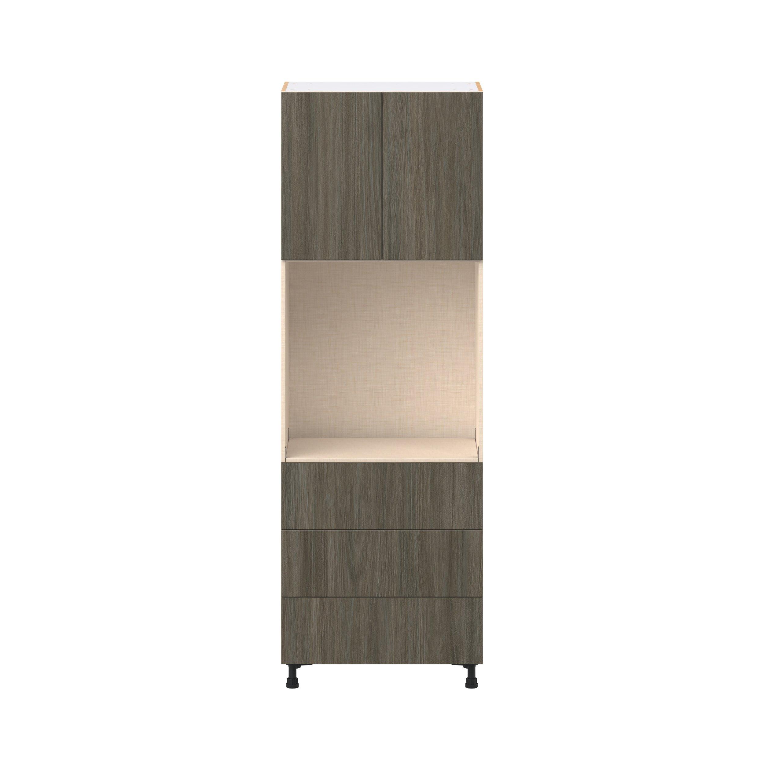 Glenwood 30 in. Burnt Walnut Door and Drawer Single Oven Pantry Cabinet