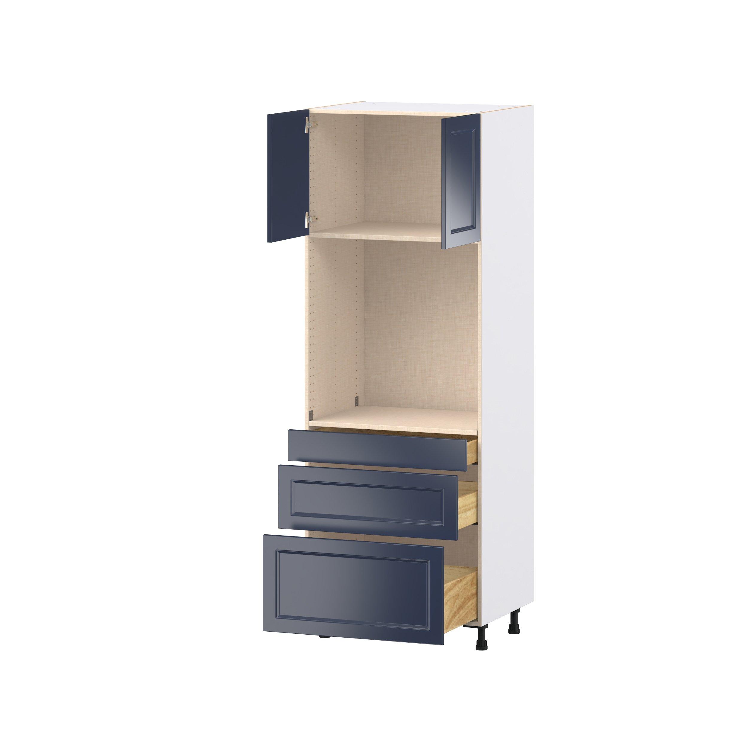 Peachtree 30 in. Painted Midnight Blue Door and Drawer Single Oven Pantry Cabinet