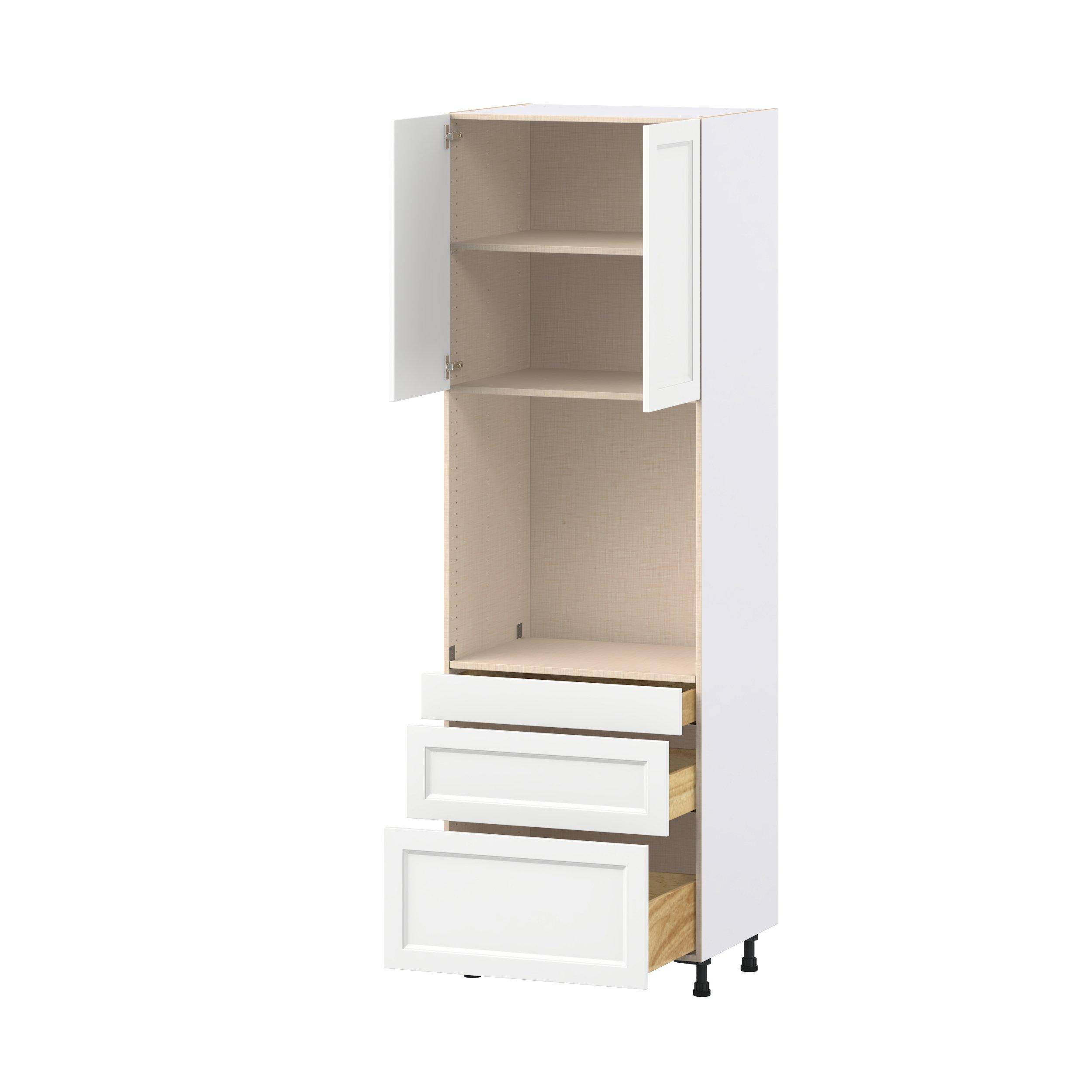 Peachtree 30 in. Painted Bright White Door and Drawer Single Oven Pantry Cabinet