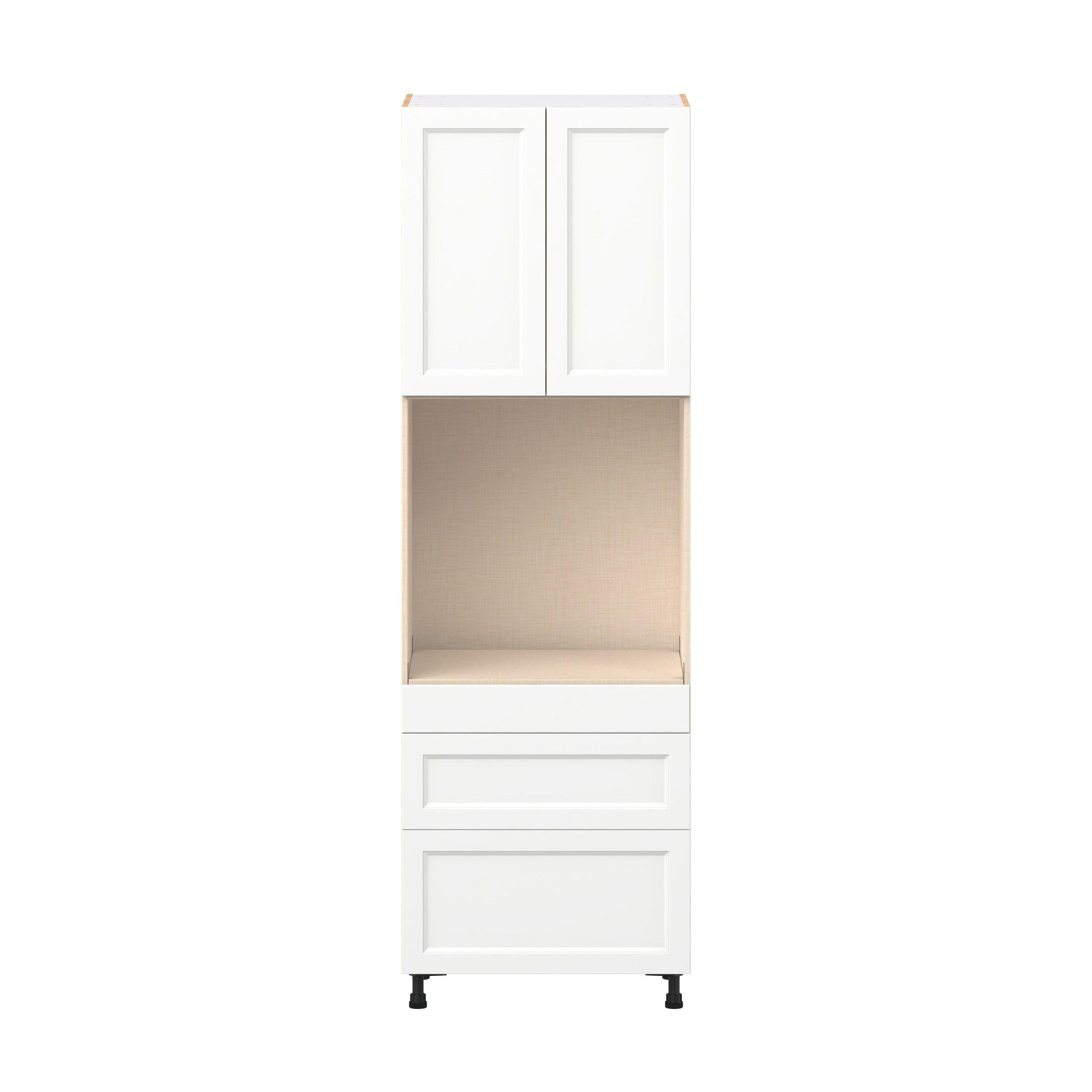 Peachtree 30 in. Painted Bright White Door and Drawer Single Oven Pantry Cabinet